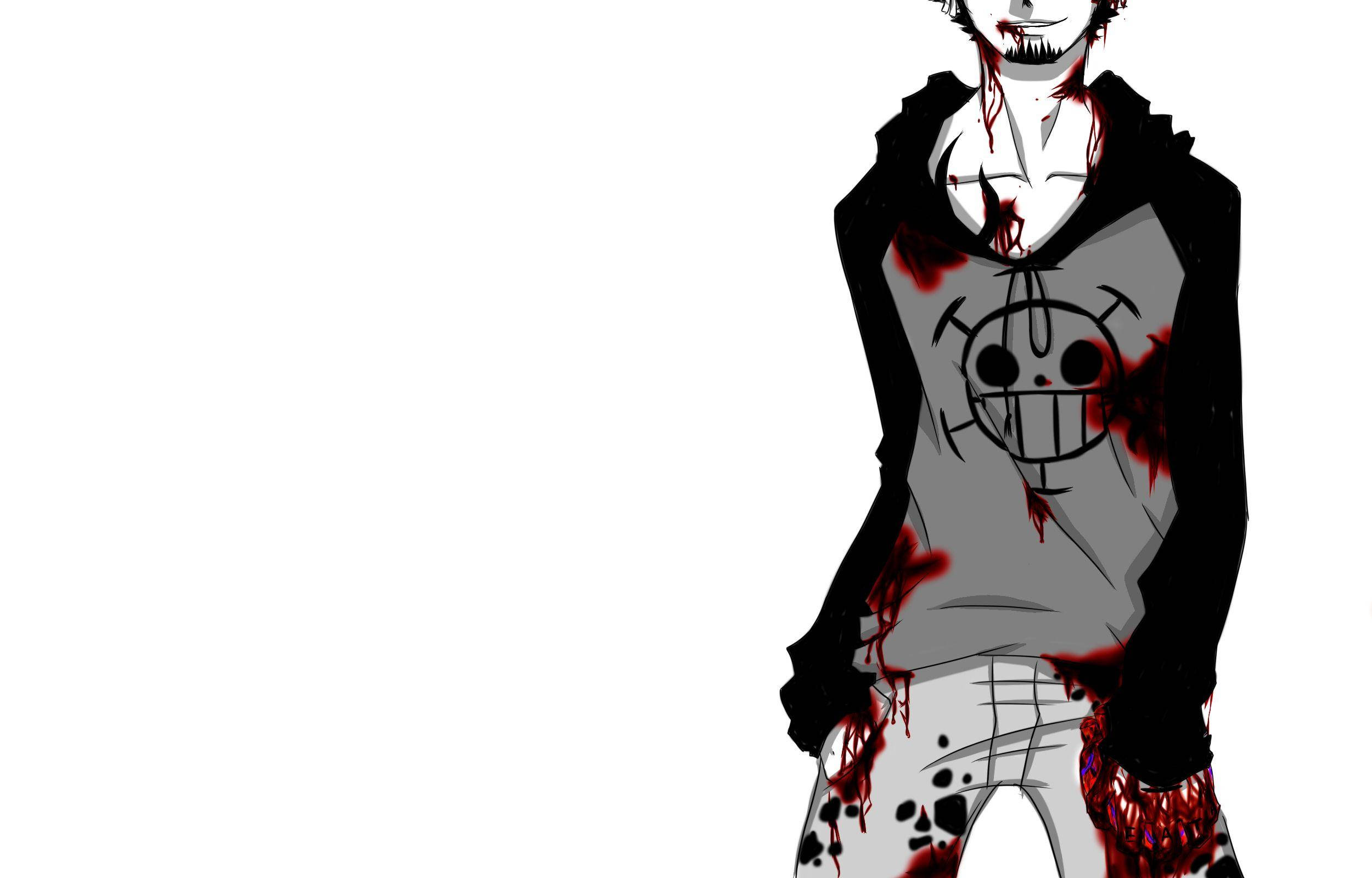 Trafalgar Law, bloodied grin, splattered hoodie, Full HD Desktop Wallpaper
