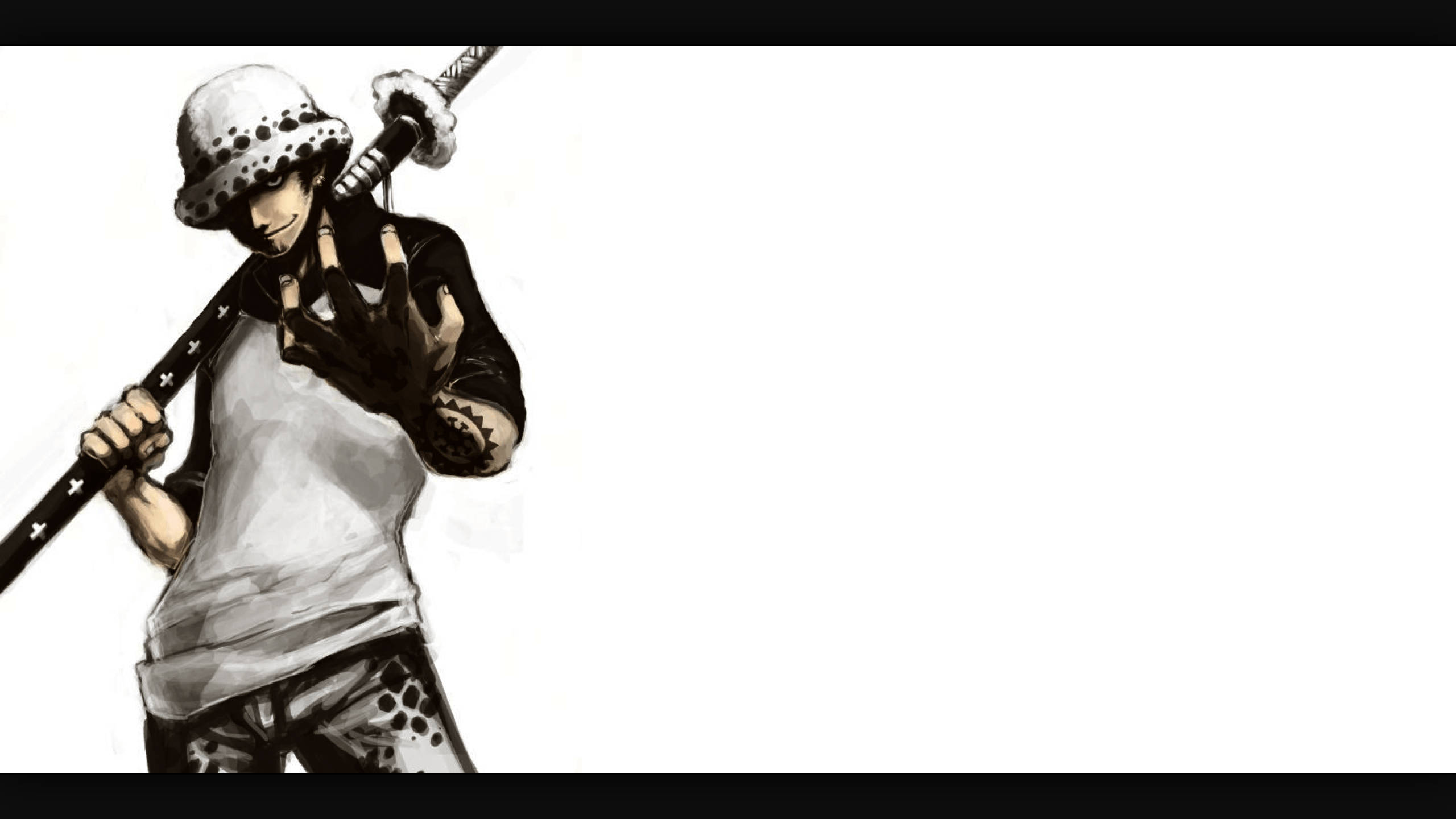 Trafalgar Law, skull-patterned hat, sword, 2K Desktop Wallpaper