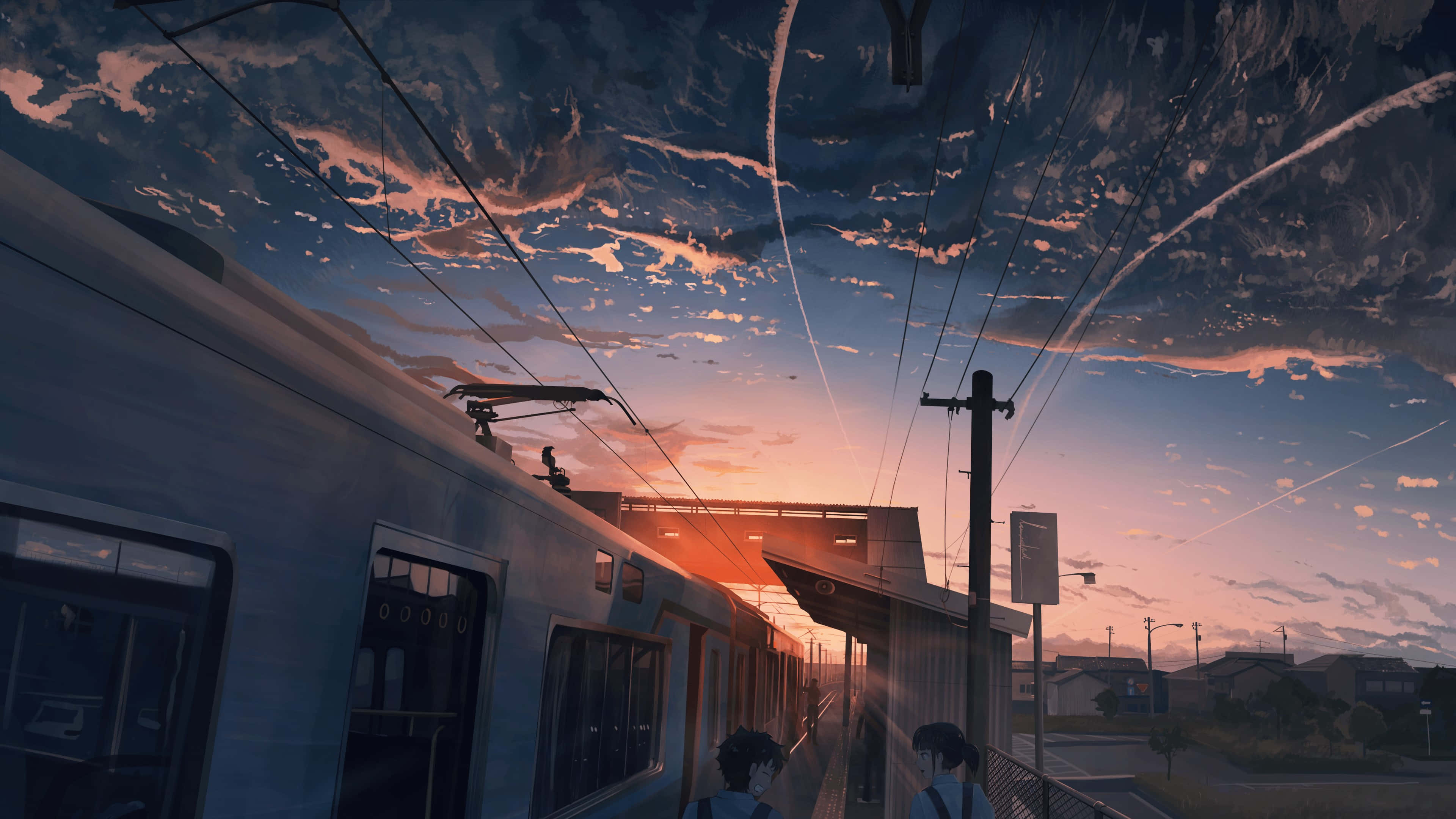 Sunset Glow Train Station, train station, train, 4K Desktop Wallpaper
