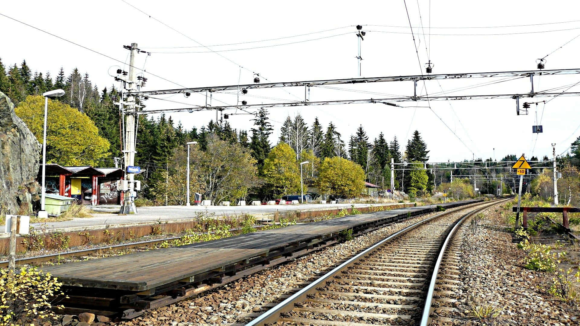 rural train station, daytime, railway tracks, Full HD Desktop Wallpaper