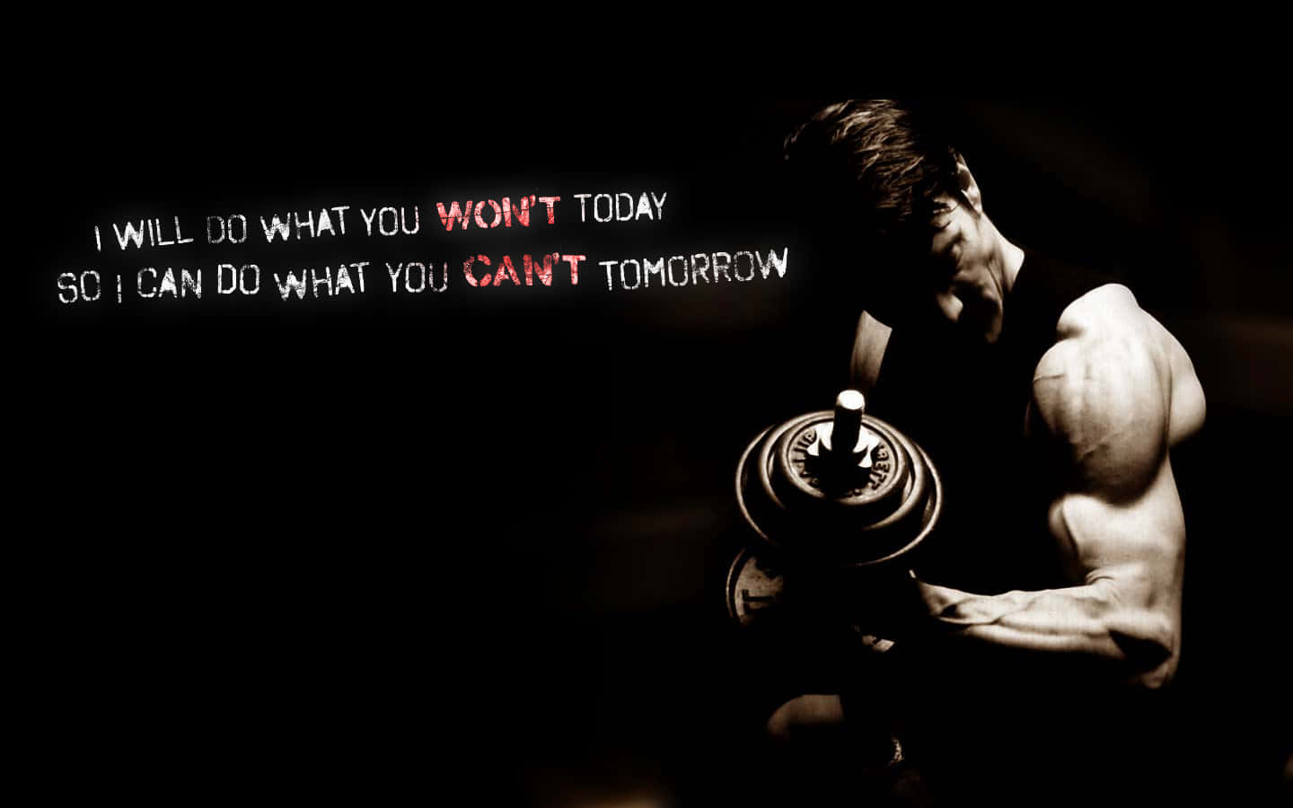 gym training, motivational quote, muscular man, HD Desktop Wallpaper