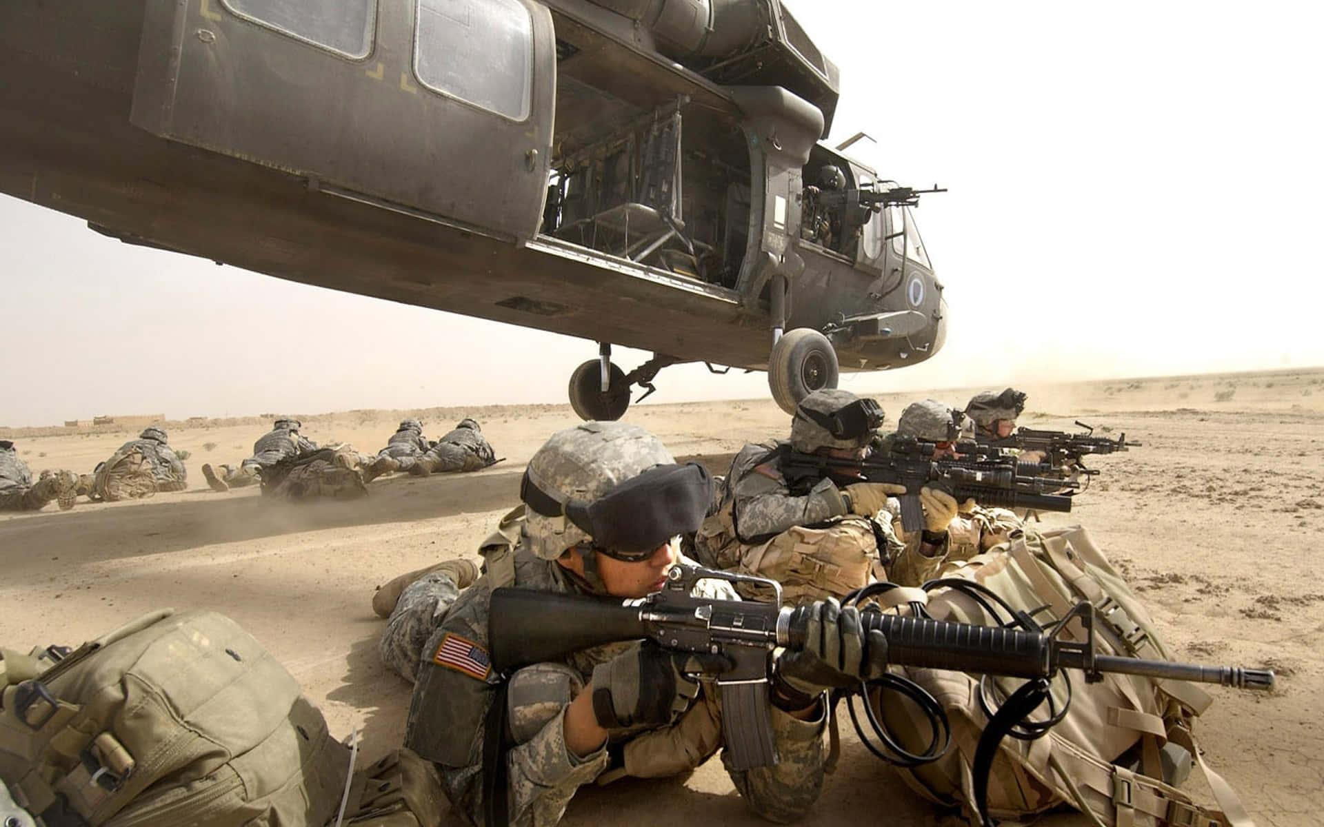 military training exercise, desert camouflage, military helicopter, Full HD Desktop Wallpaper