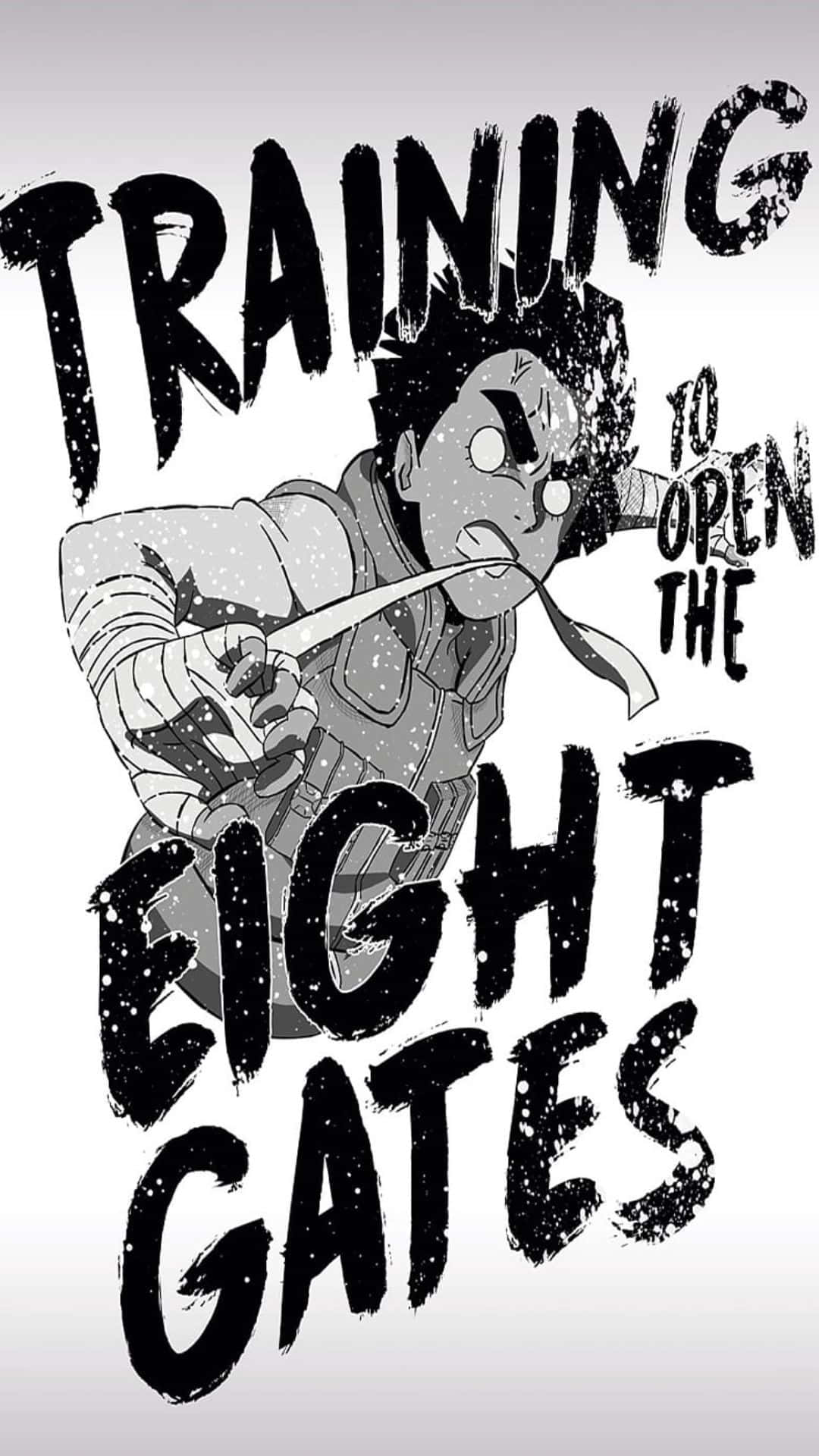 manga-style illustration, determined young fighter, black and white, Full HD Phone Wallpaper