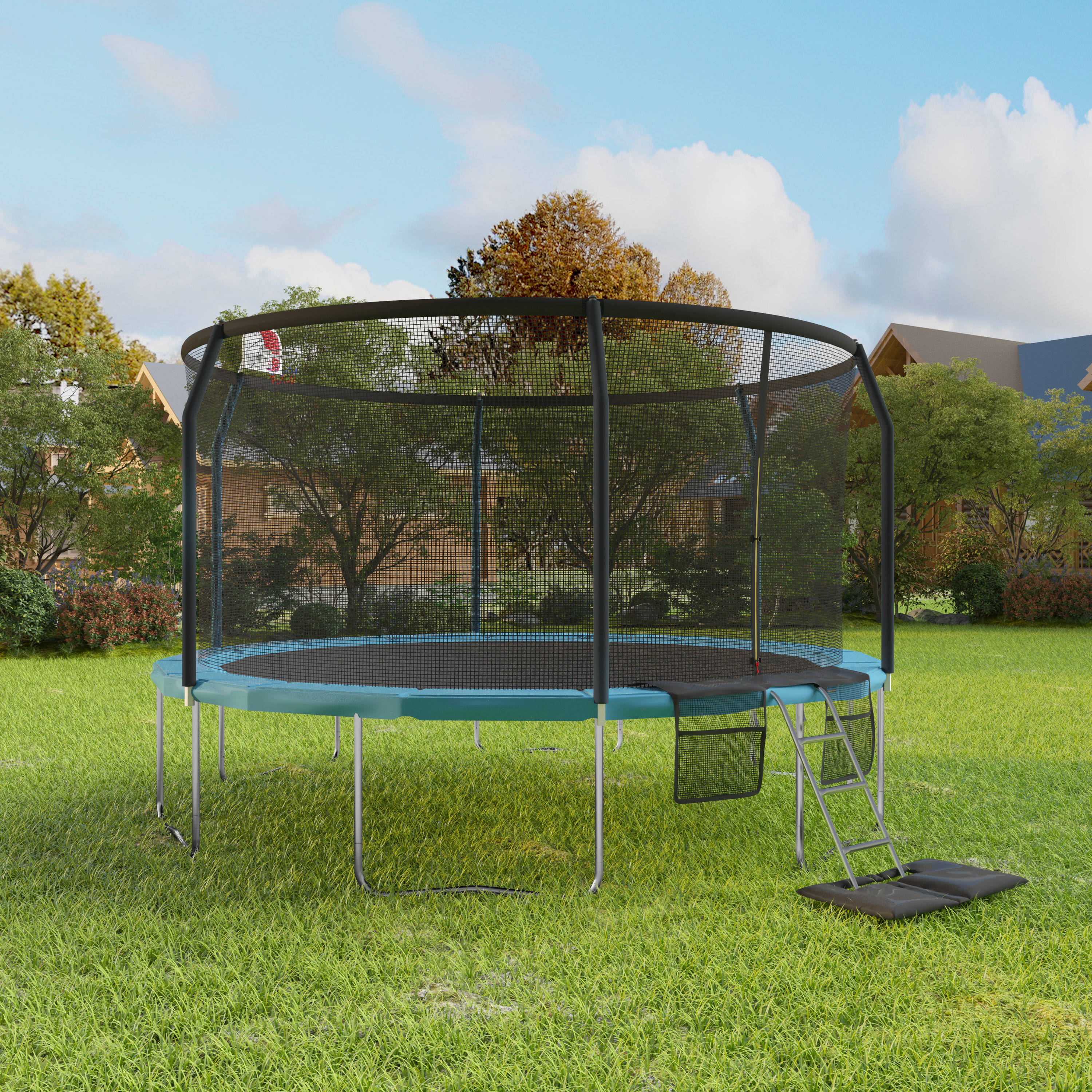 trampoline, safety net, ladder, 2K Desktop Wallpaper