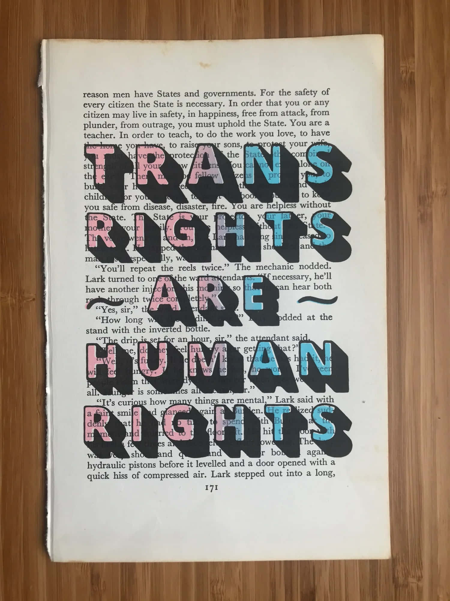 TRANS RIGHTS ARE HUMAN RIGHTS, black and pink text, vintage book page, Full HD Phone Wallpaper