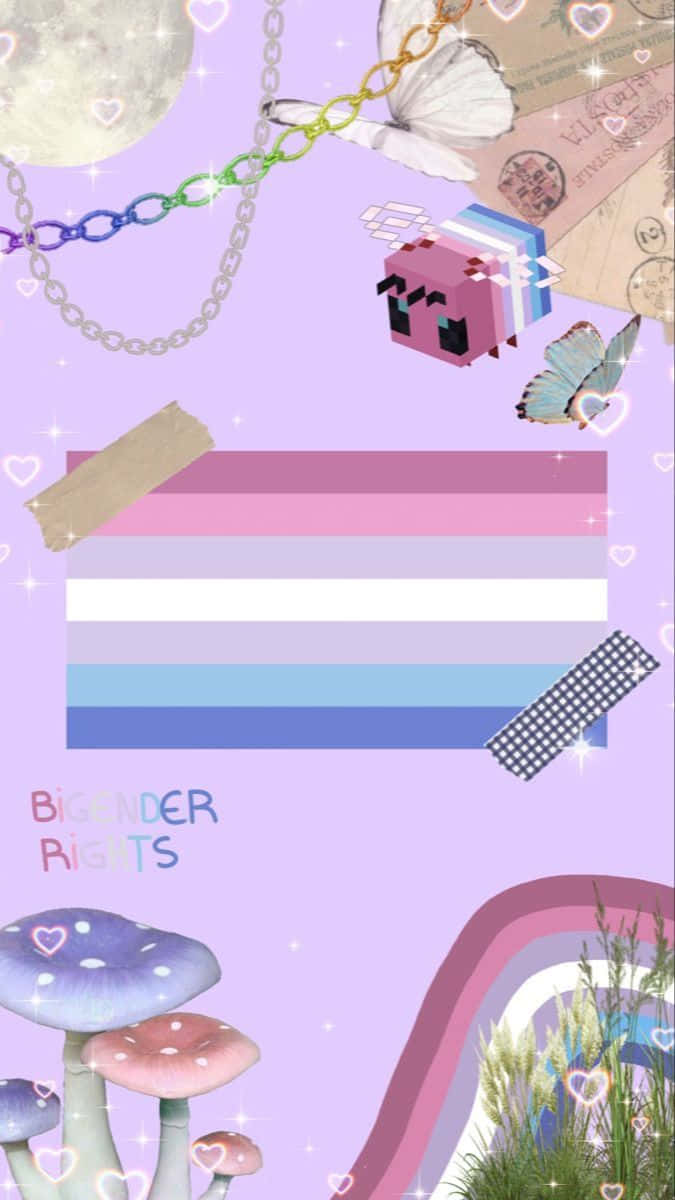Trans Phone, pastel purple, bigender flag, SD Phone Wallpaper