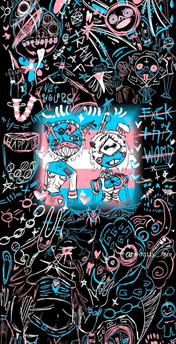 Trans Phone, blue skin, white hair, SD Phone Wallpaper