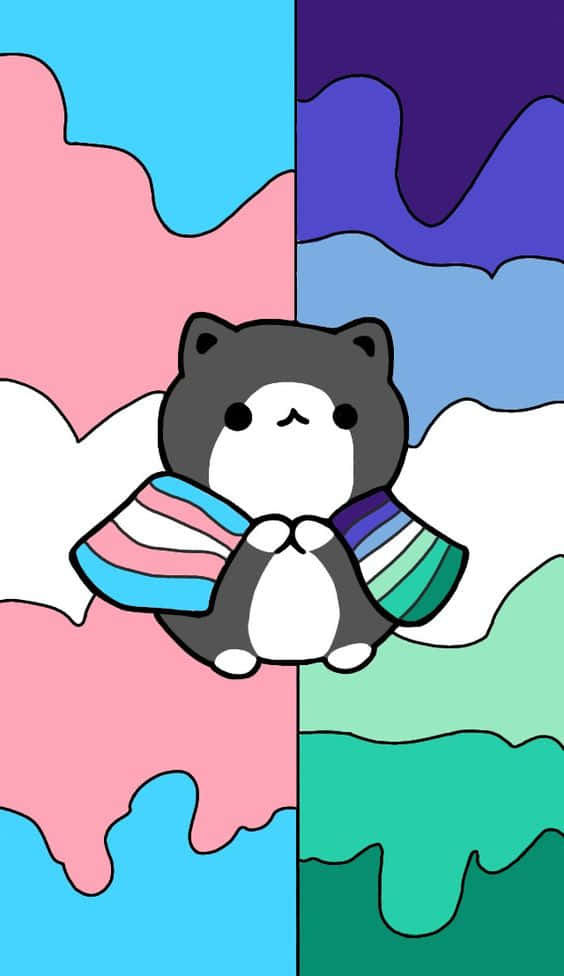 Trans Phone, rainbow wings, colorful dripping paint clouds, SD Phone Wallpaper