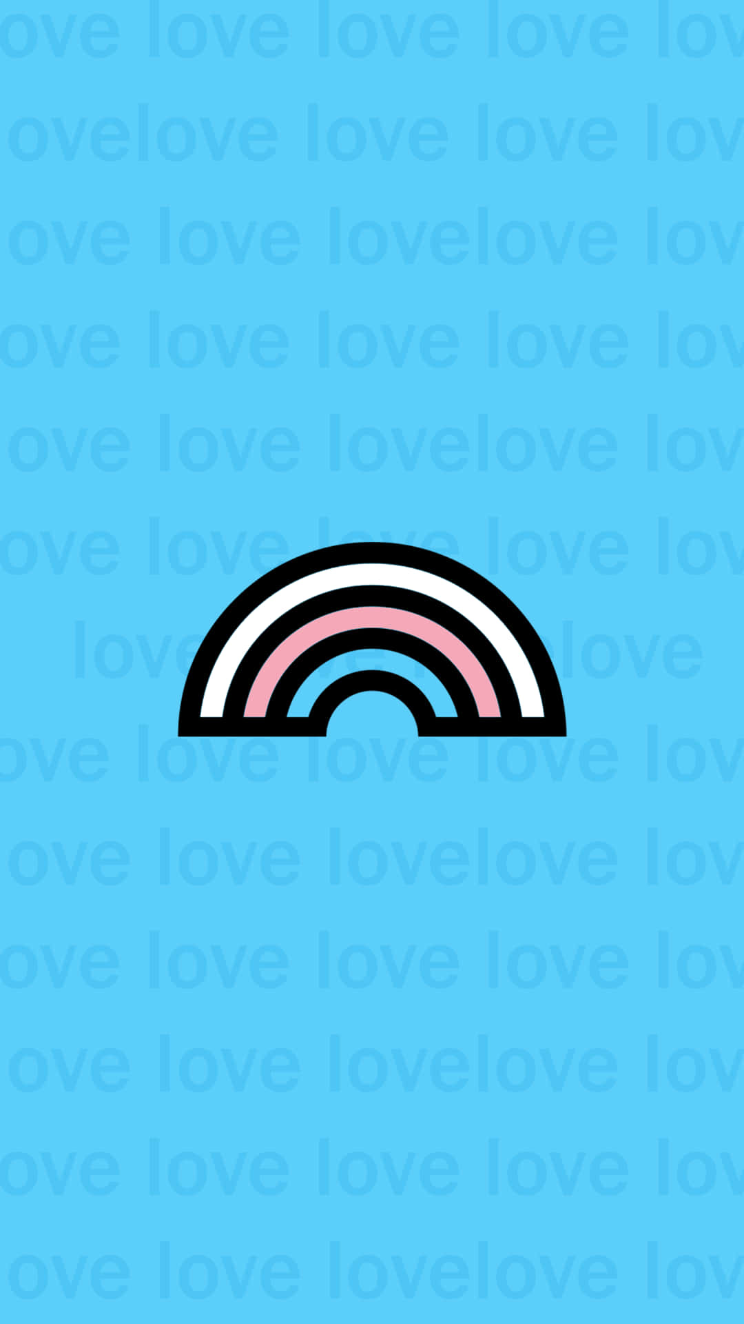 rainbow sticker, pink white and blue stripes, light blue background, Full HD Phone Wallpaper