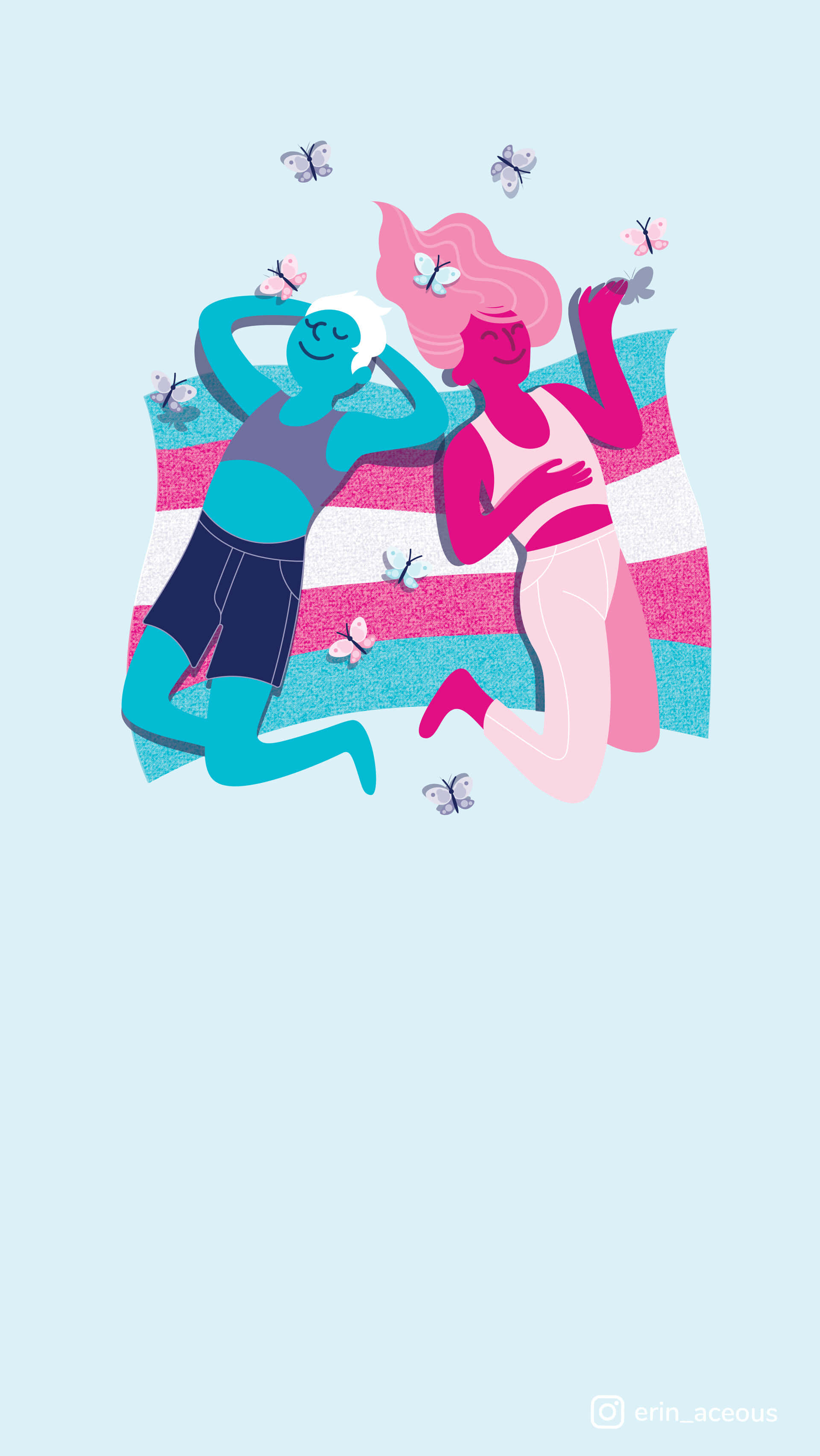 Trans Pride, striped blanket, butterflies, 2K Phone Wallpaper