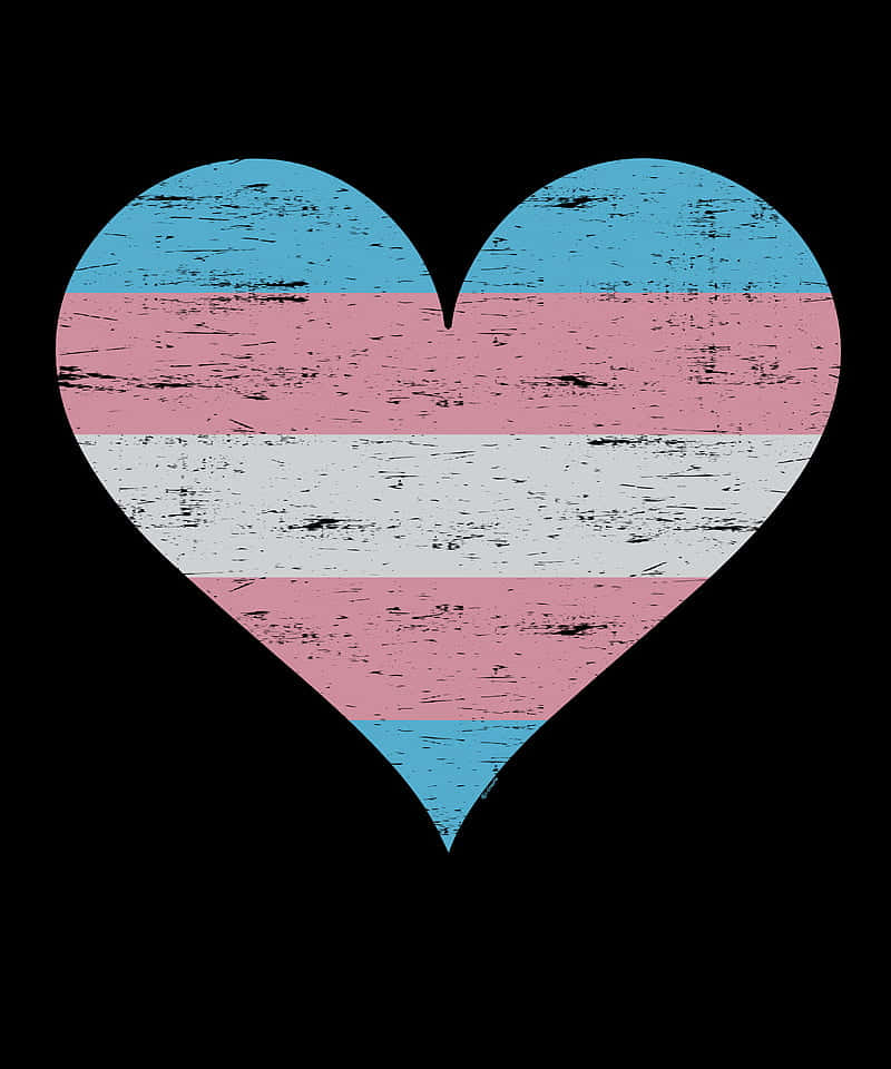 transgender flag, heart shape, black background, SD Phone Wallpaper