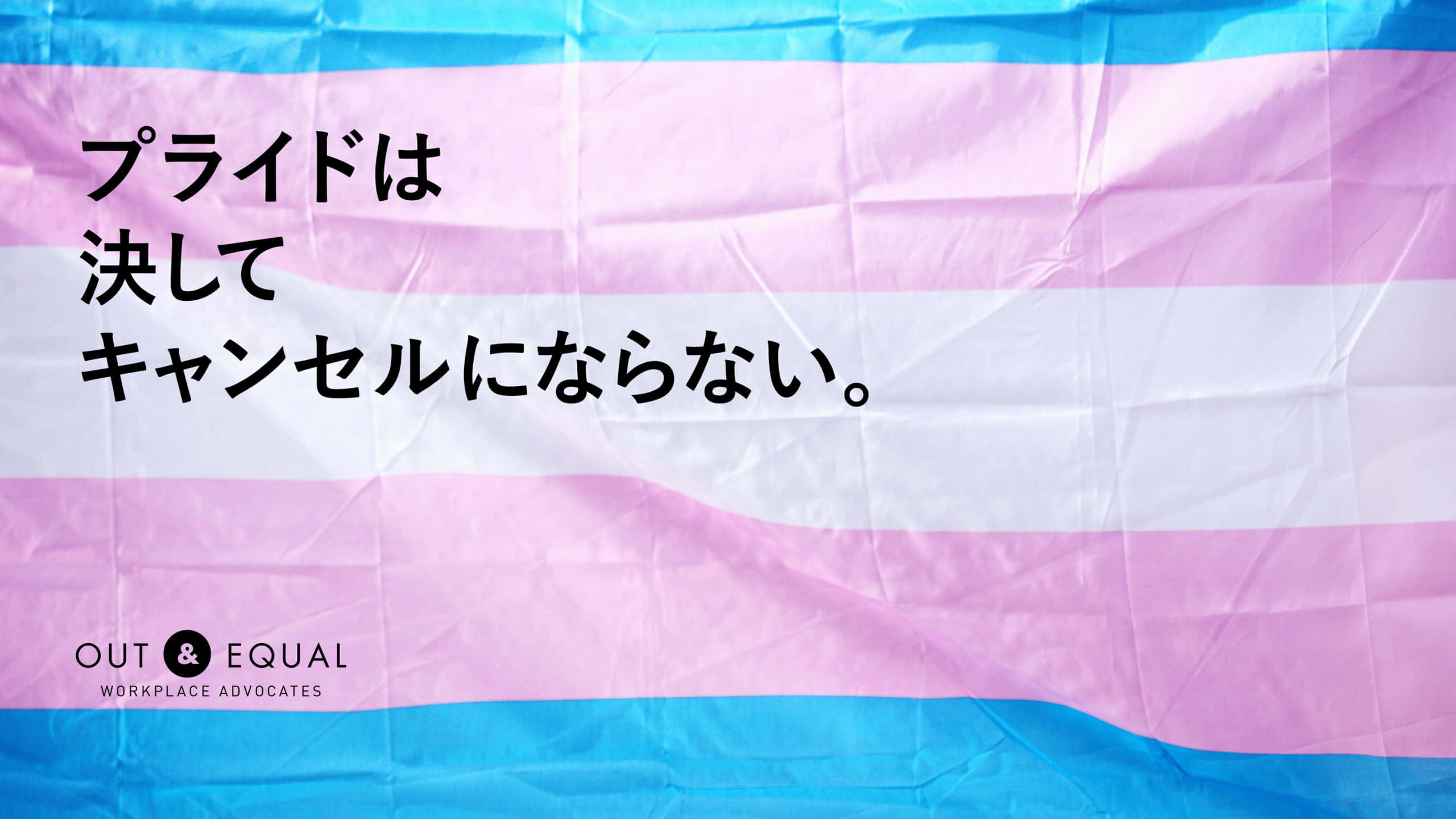 transgender flag, Japanese text, crumpled, 2K Desktop Wallpaper