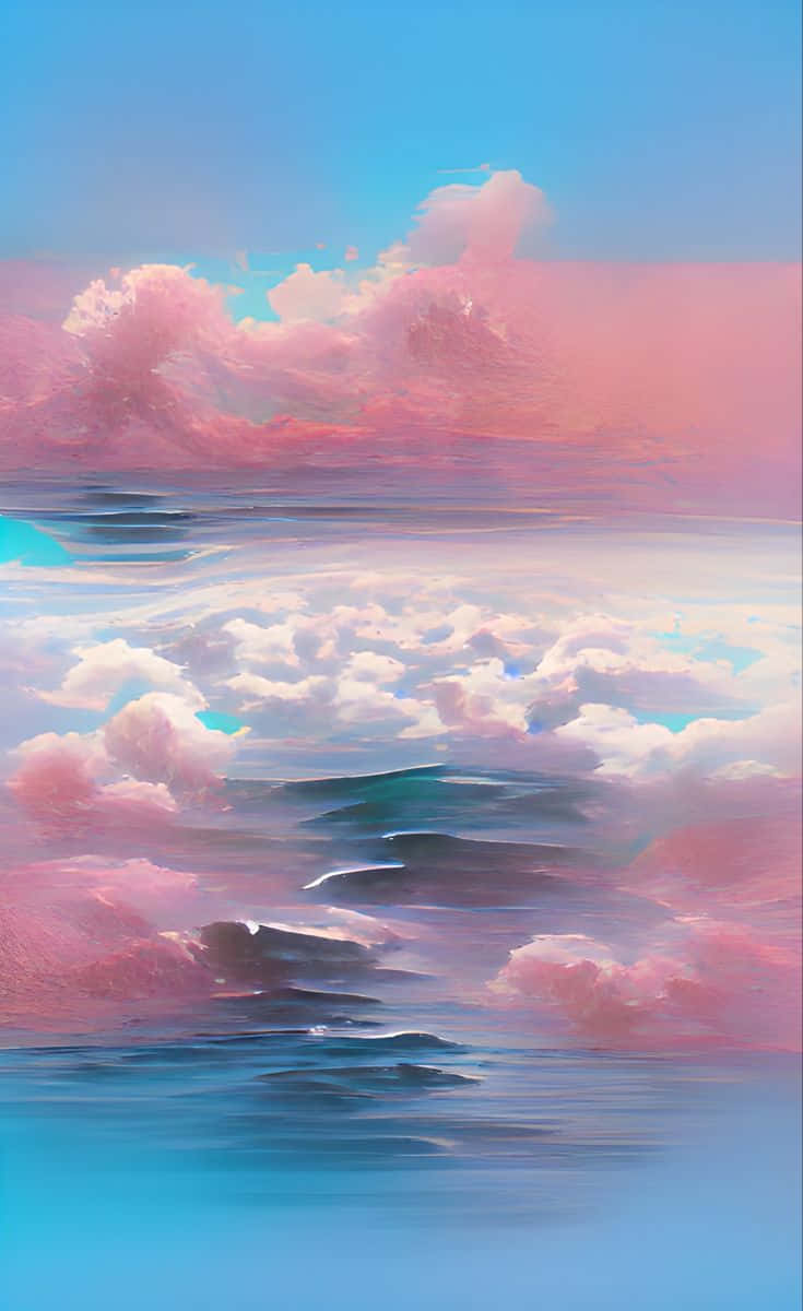 pink, blue, clouds, SD Phone Wallpaper