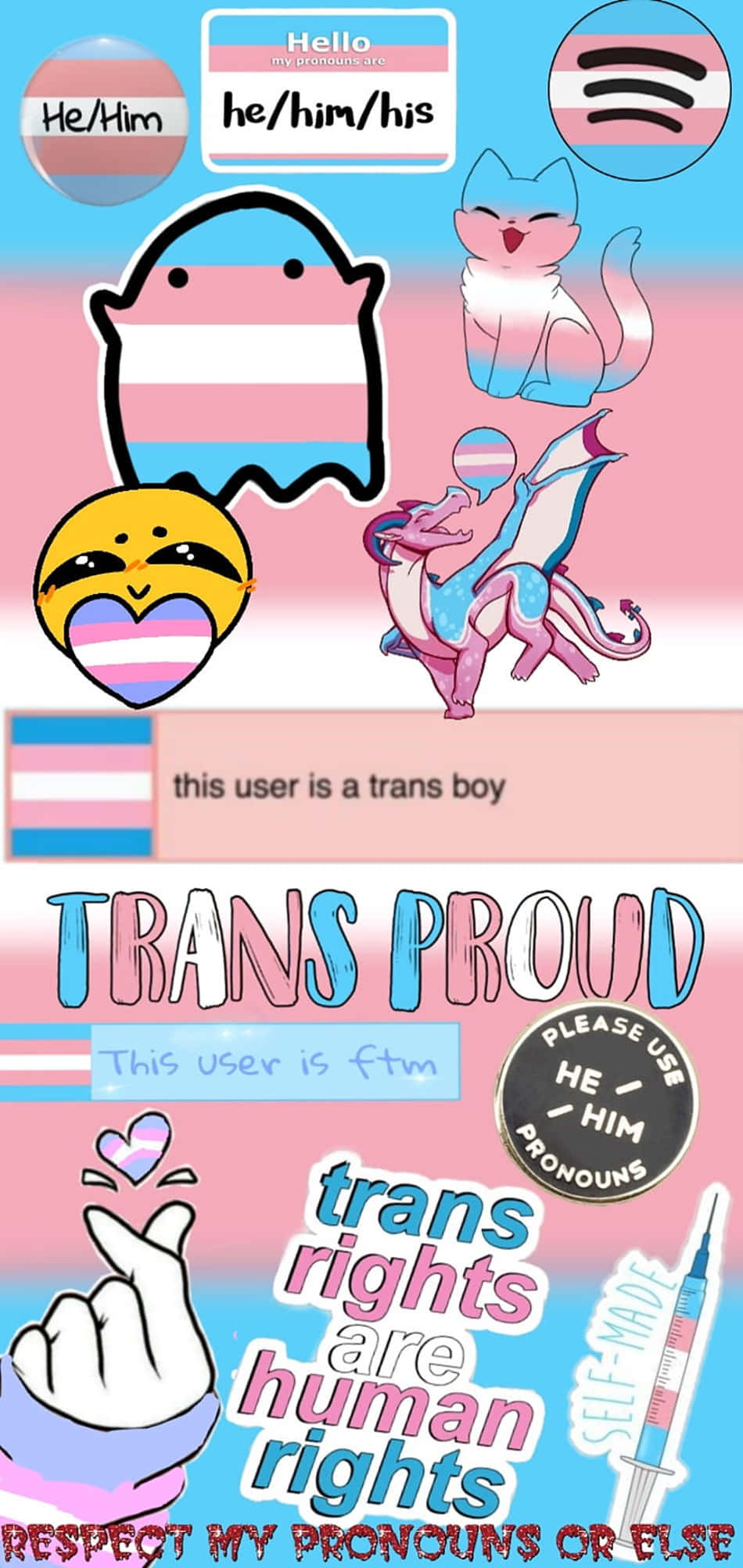Trans, trans pride, cartoon characters, Full HD Phone Wallpaper