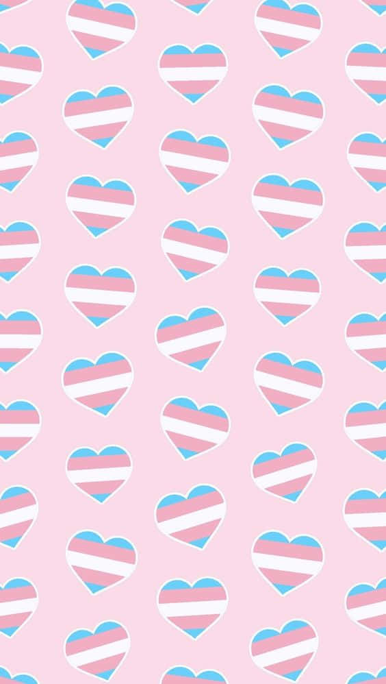 Trans Phone, pink background, repeating hearts, SD Phone Wallpaper