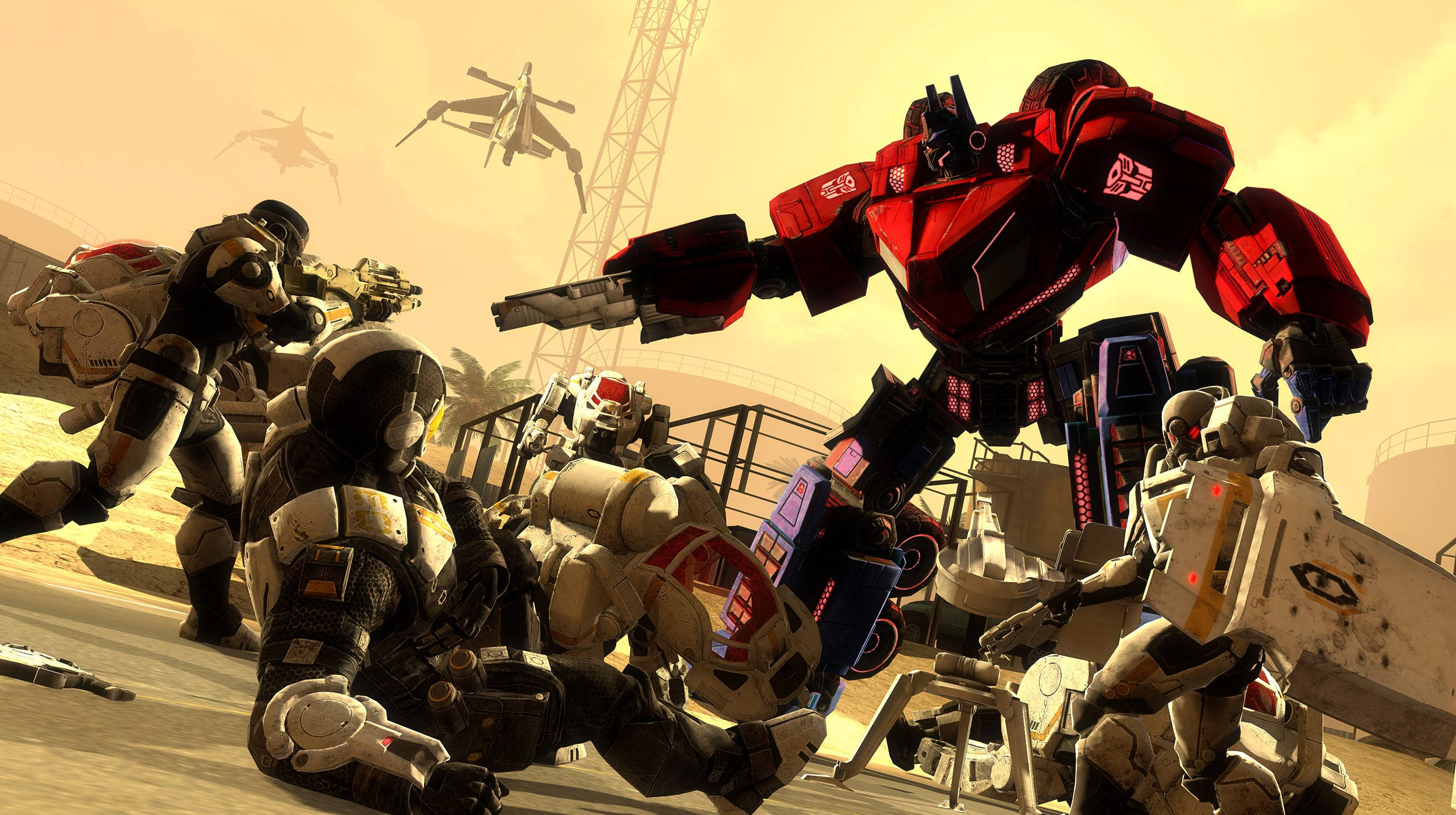 Transformers Prime, red transformer robot, dusty battlefield, Full HD Desktop Wallpaper