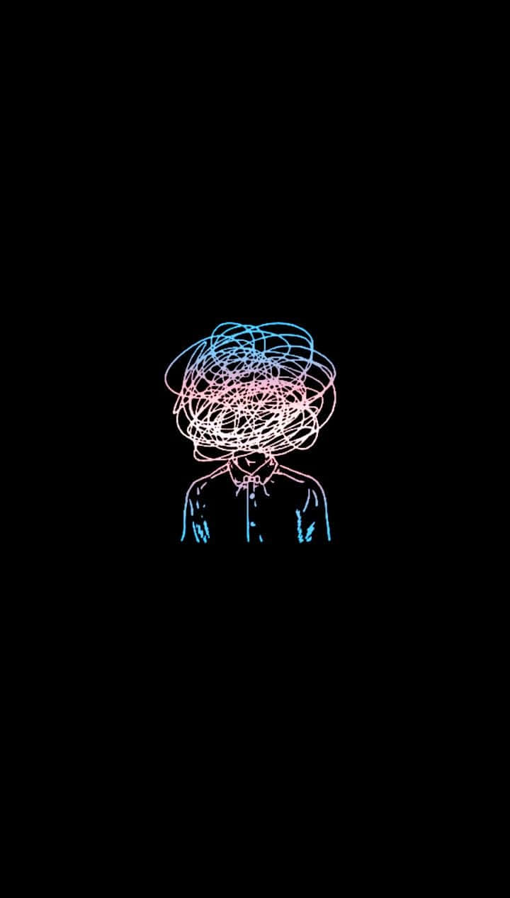 neon figure, pink blue and white, black background, SD Phone Wallpaper