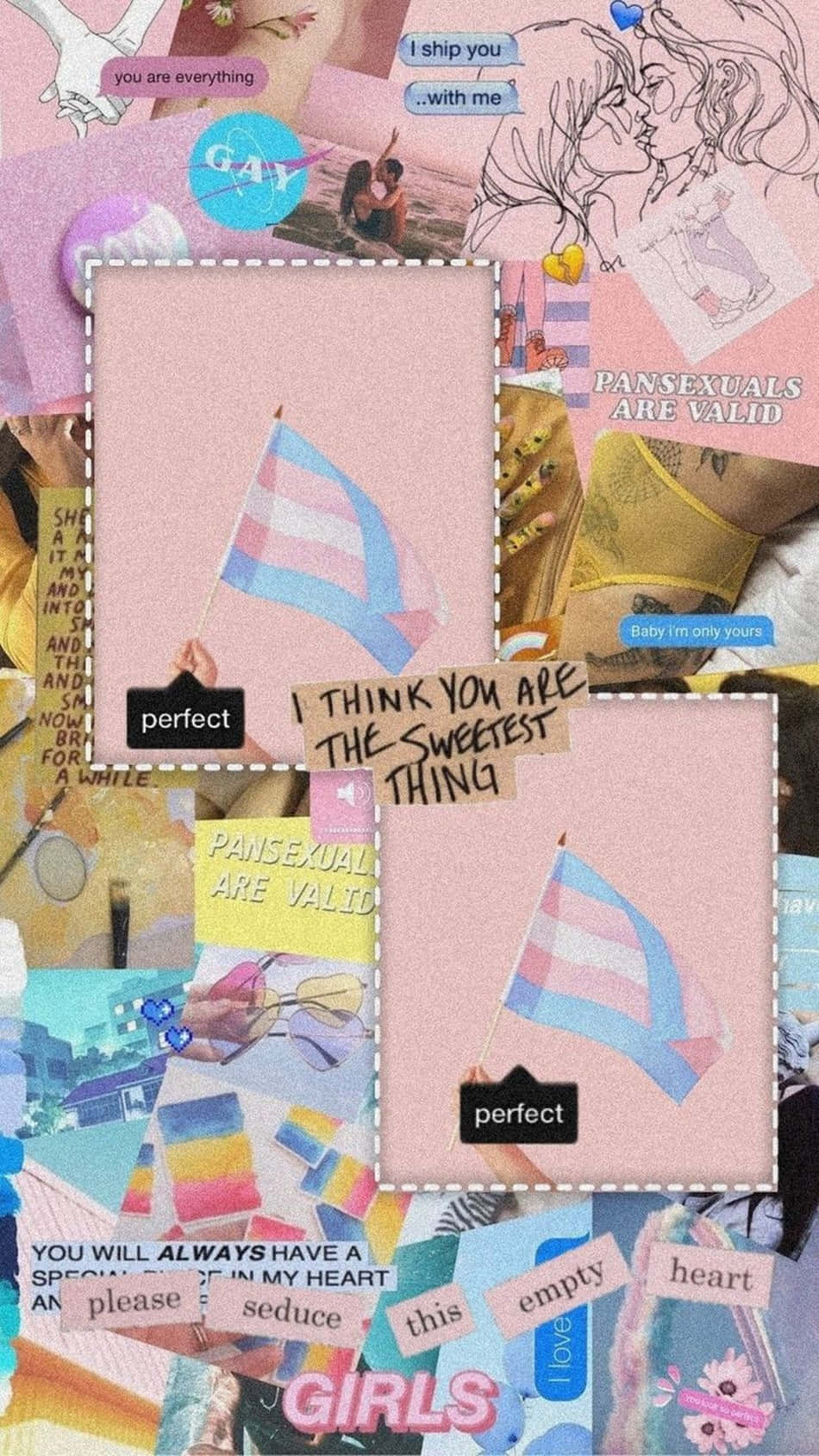 trans pride flags, pink hues, LGBT Collage, HD Phone Wallpaper