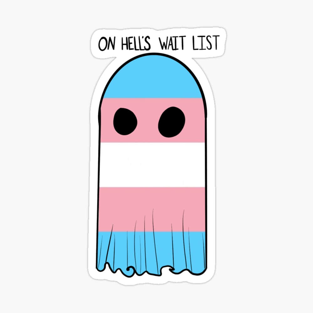 trans flag stripes, cartoon ghost, hell's wait list, SD Desktop Wallpaper