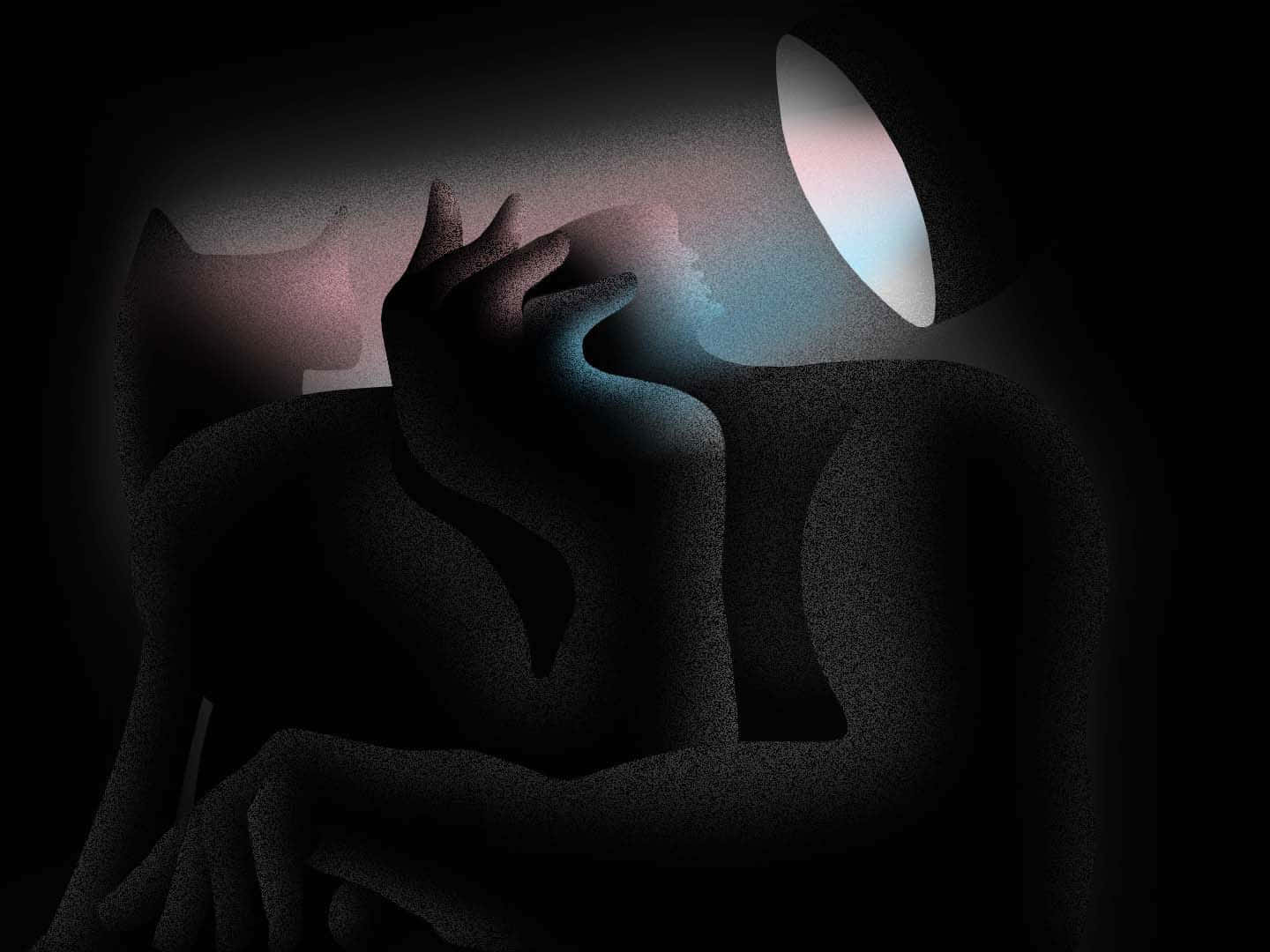Transgender, glowing blue and pink highlights, dark, textured space, HD Desktop Wallpaper