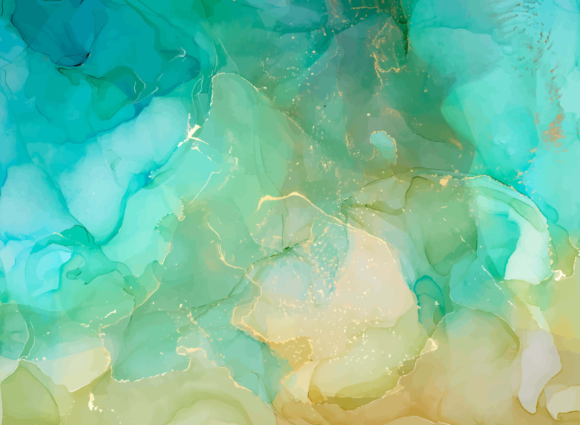 teal, gold, abstract fluid art, Full HD Desktop Wallpaper