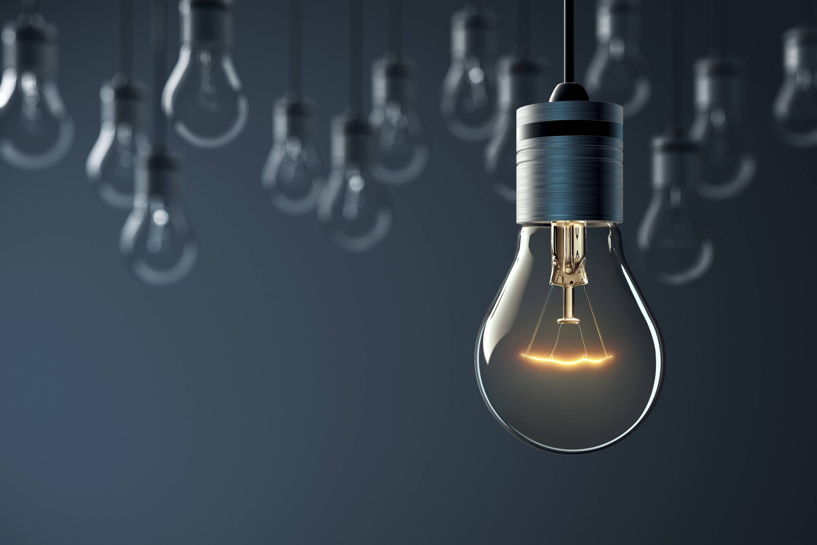 Translucent, light bulb, glowing, 2K Desktop Wallpaper