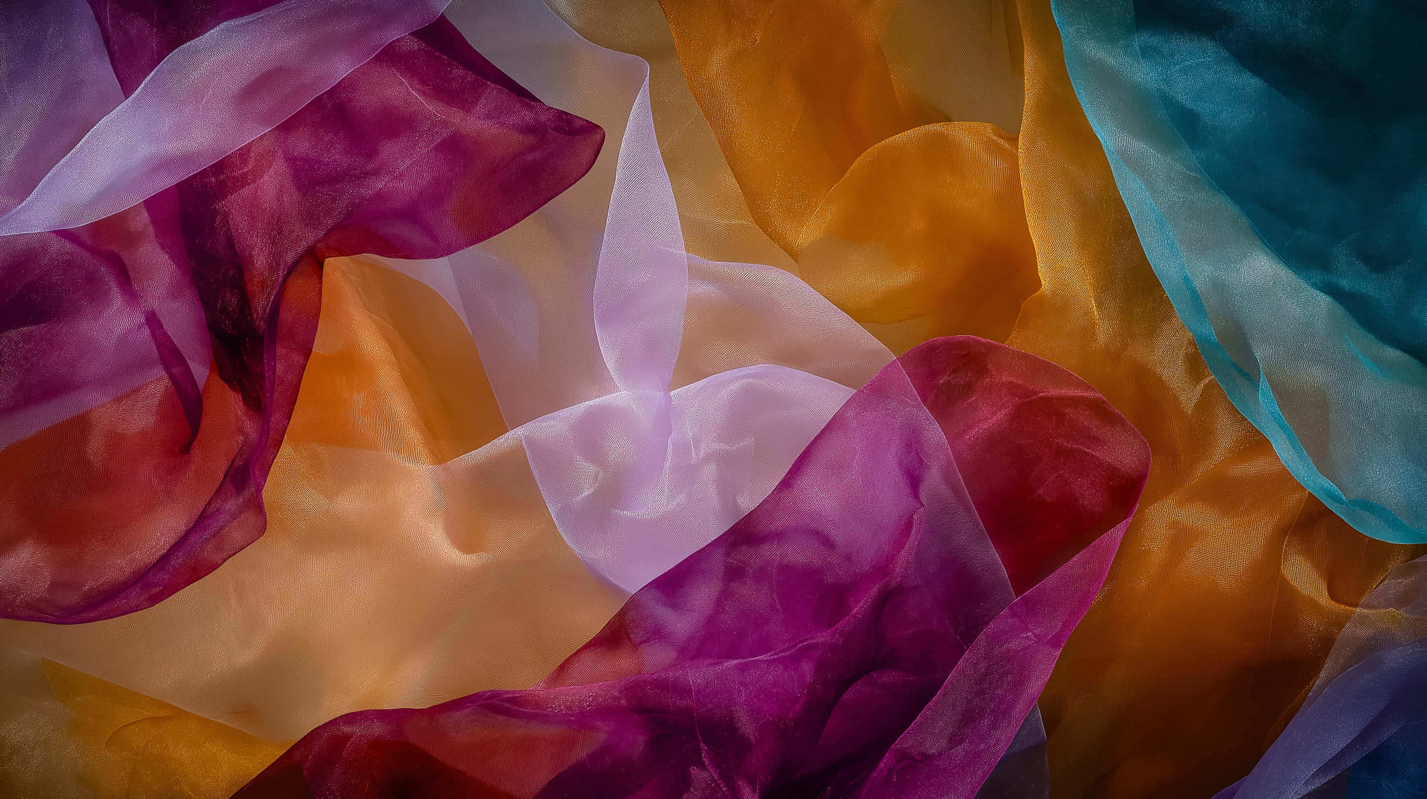 translucent fabric, purple, orange, 2K Desktop Wallpaper