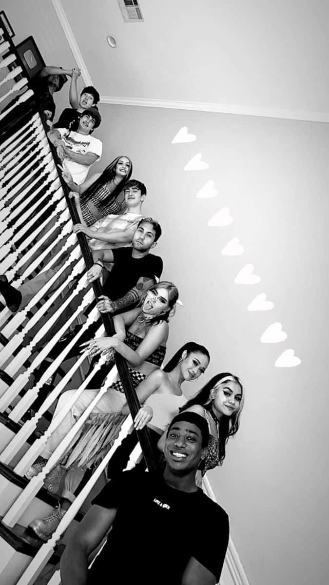 Trap House, stairs, heart-shaped lights, SD Phone Wallpaper