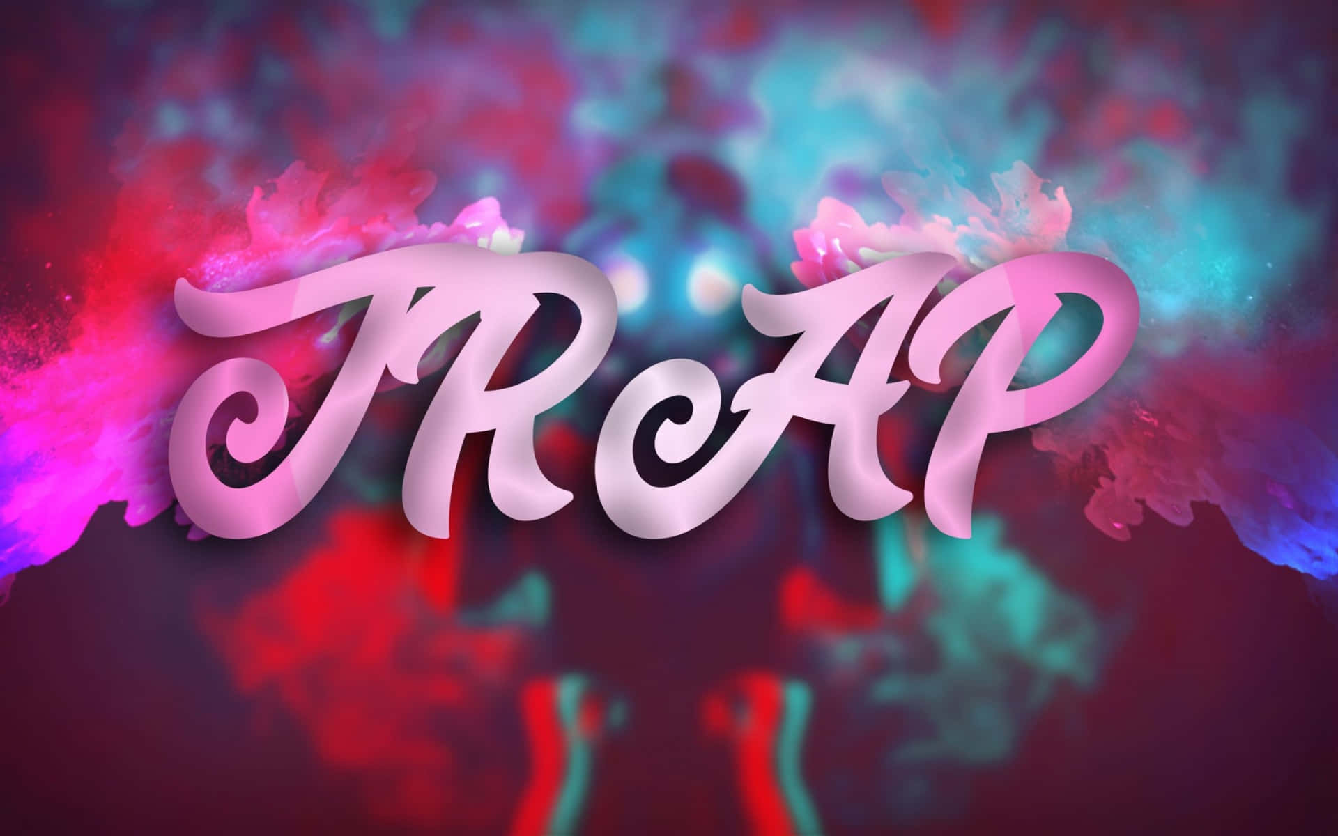 TRAP, glossy pink 3d letters, vibrant nebula, Full HD Desktop Wallpaper