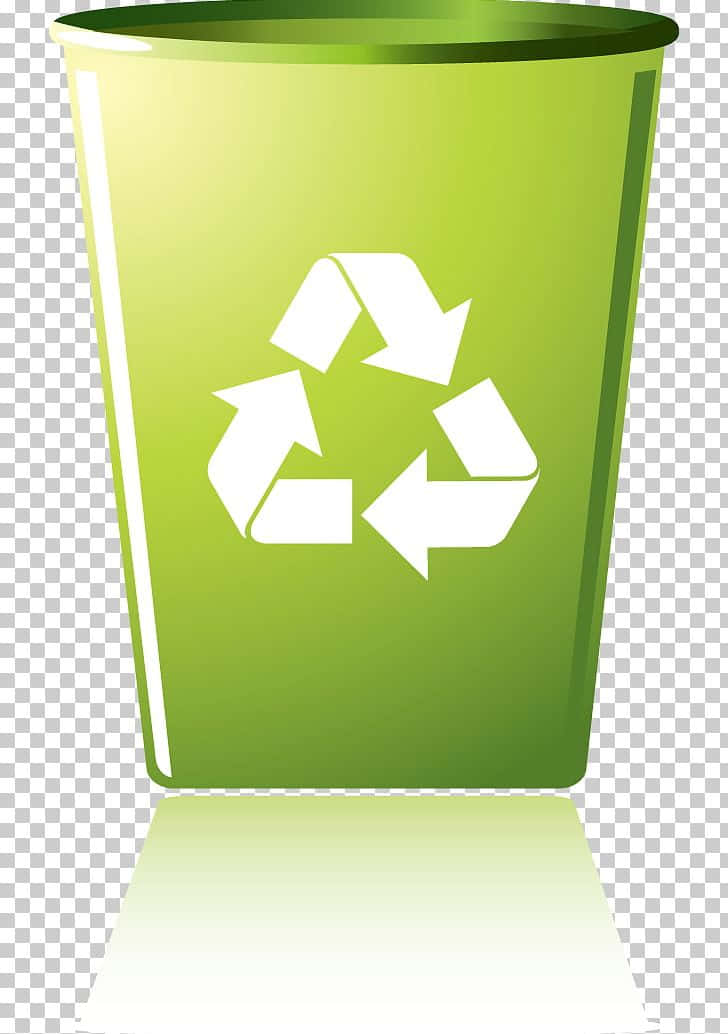 green trash can, recycling logo, white arrows symbol, SD Phone Wallpaper