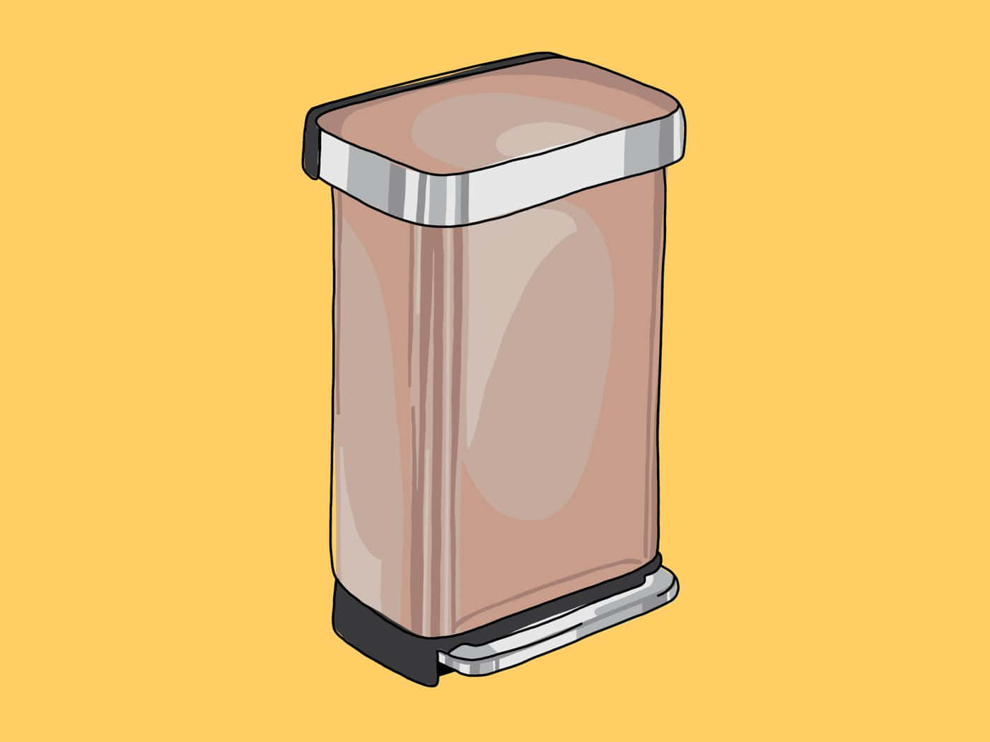 rectangular step trash can, beige, silver trim, HD Desktop Wallpaper