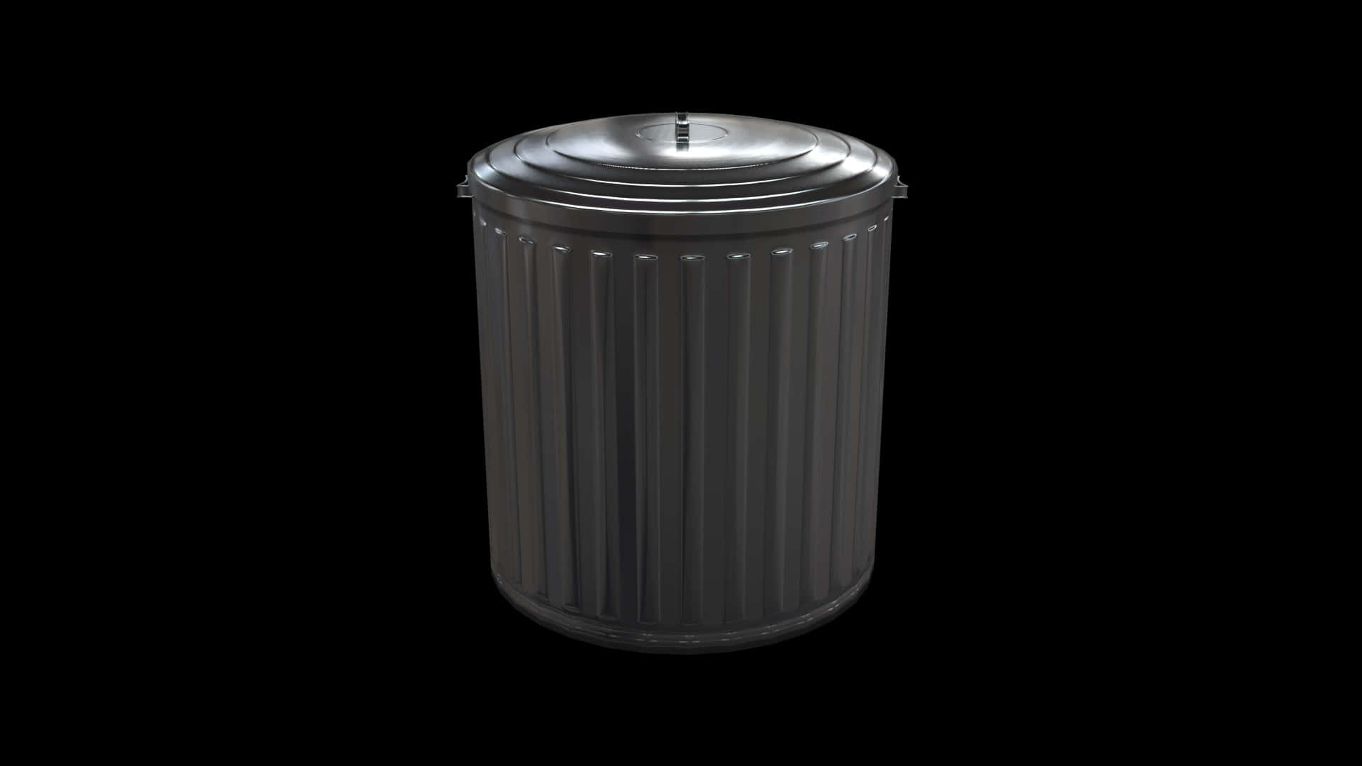 digital art metal trash can, dark gray, vertical ridges, Full HD Desktop Wallpaper