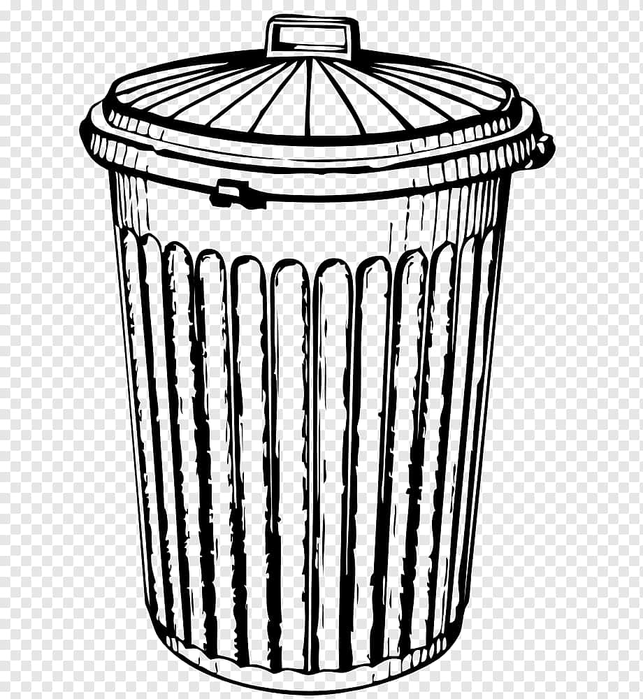 transparent line art, ribbed trash can, hinged lid, SD Phone Wallpaper