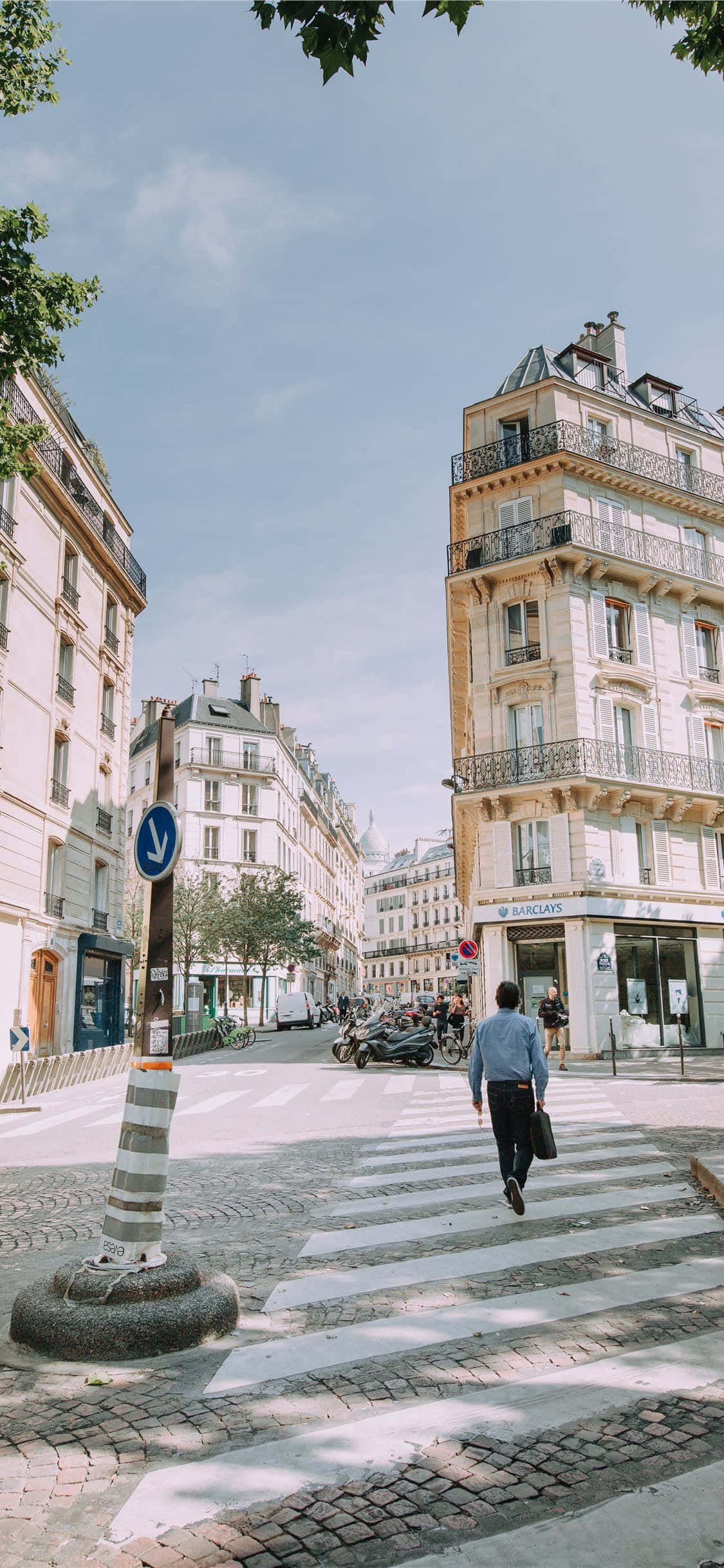 Travel Aesthetic Phone, pedestrian lane, sunlit cobblestone street, Full HD Phone Wallpaper