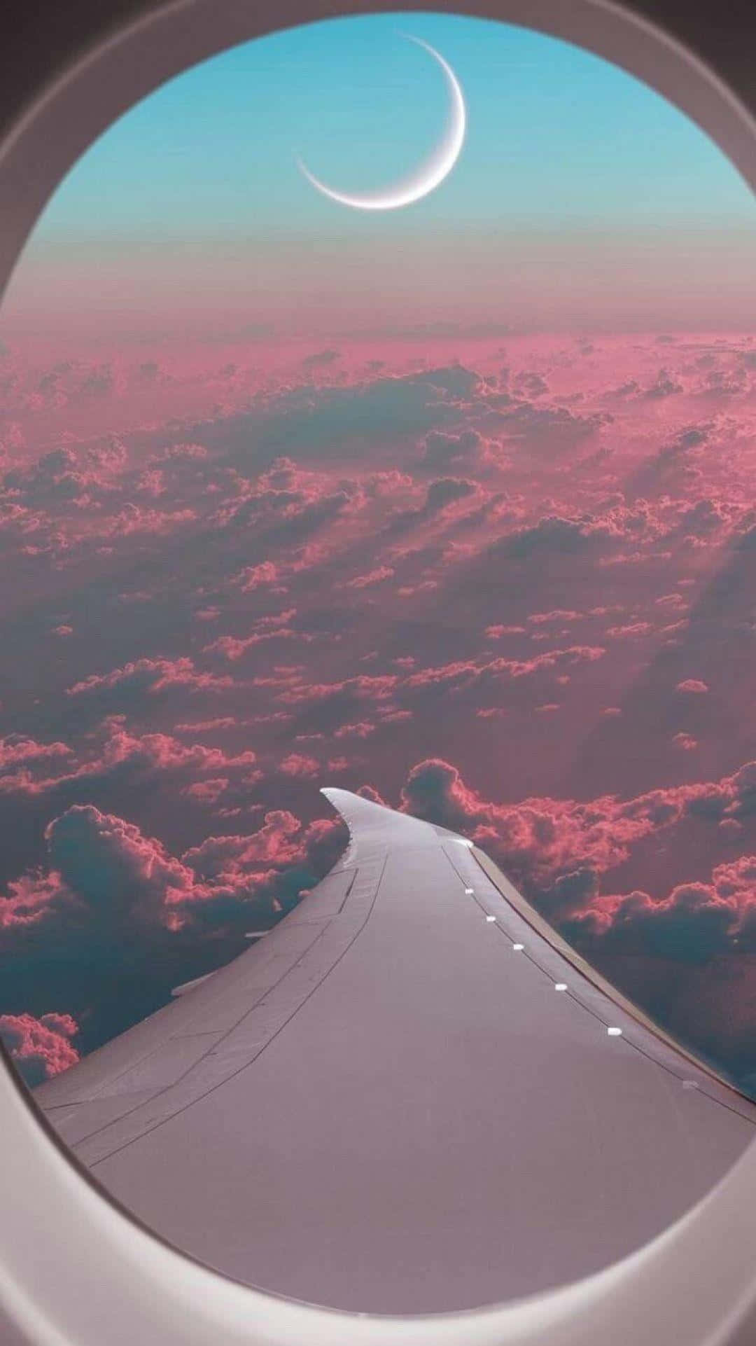 Travel Aesthetic Phone, plane window, pink clouds, Full HD Phone Wallpaper