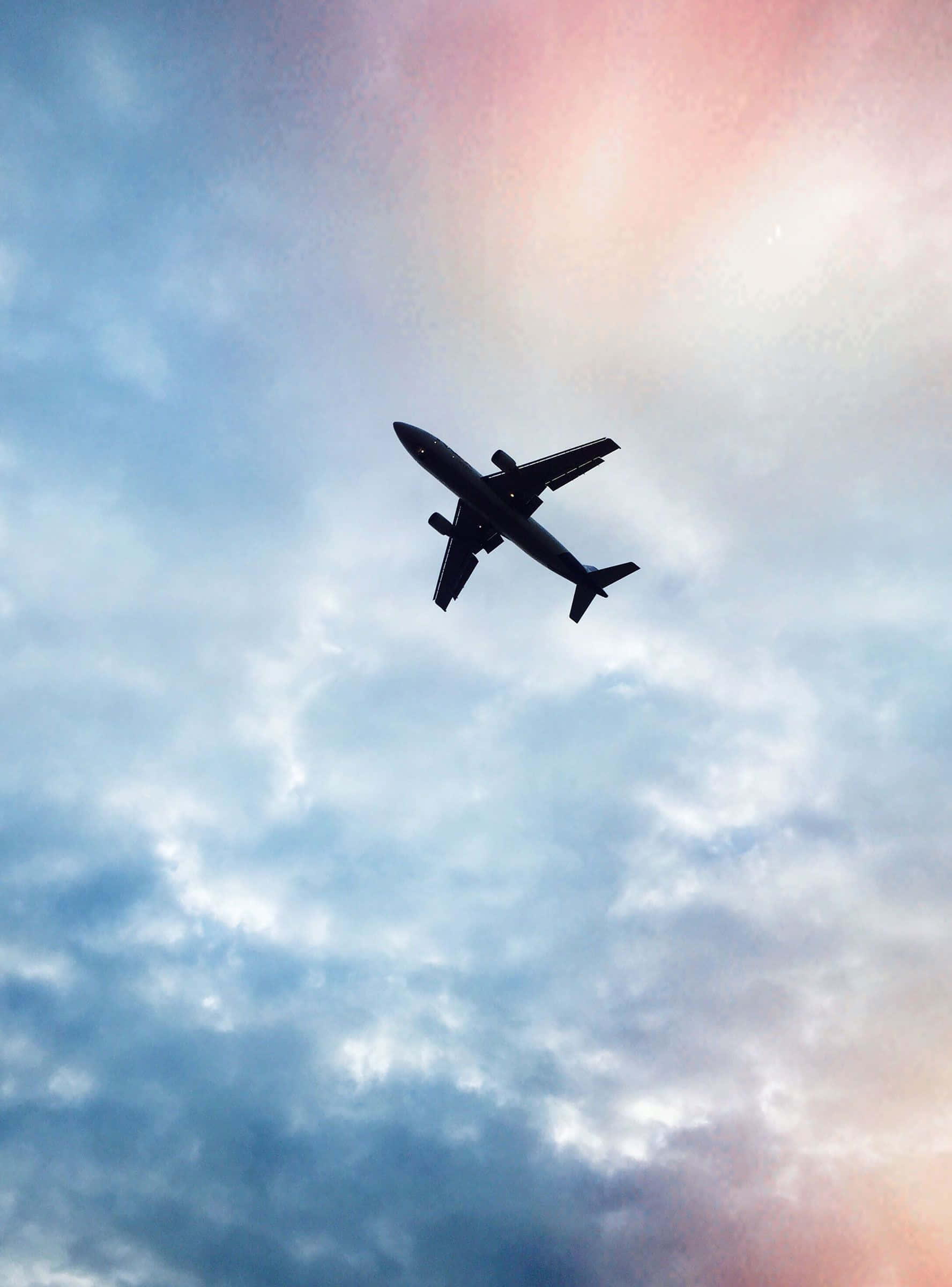 Travel Aesthetic Phone, airplane silhouette, sunset, Full HD Phone Wallpaper