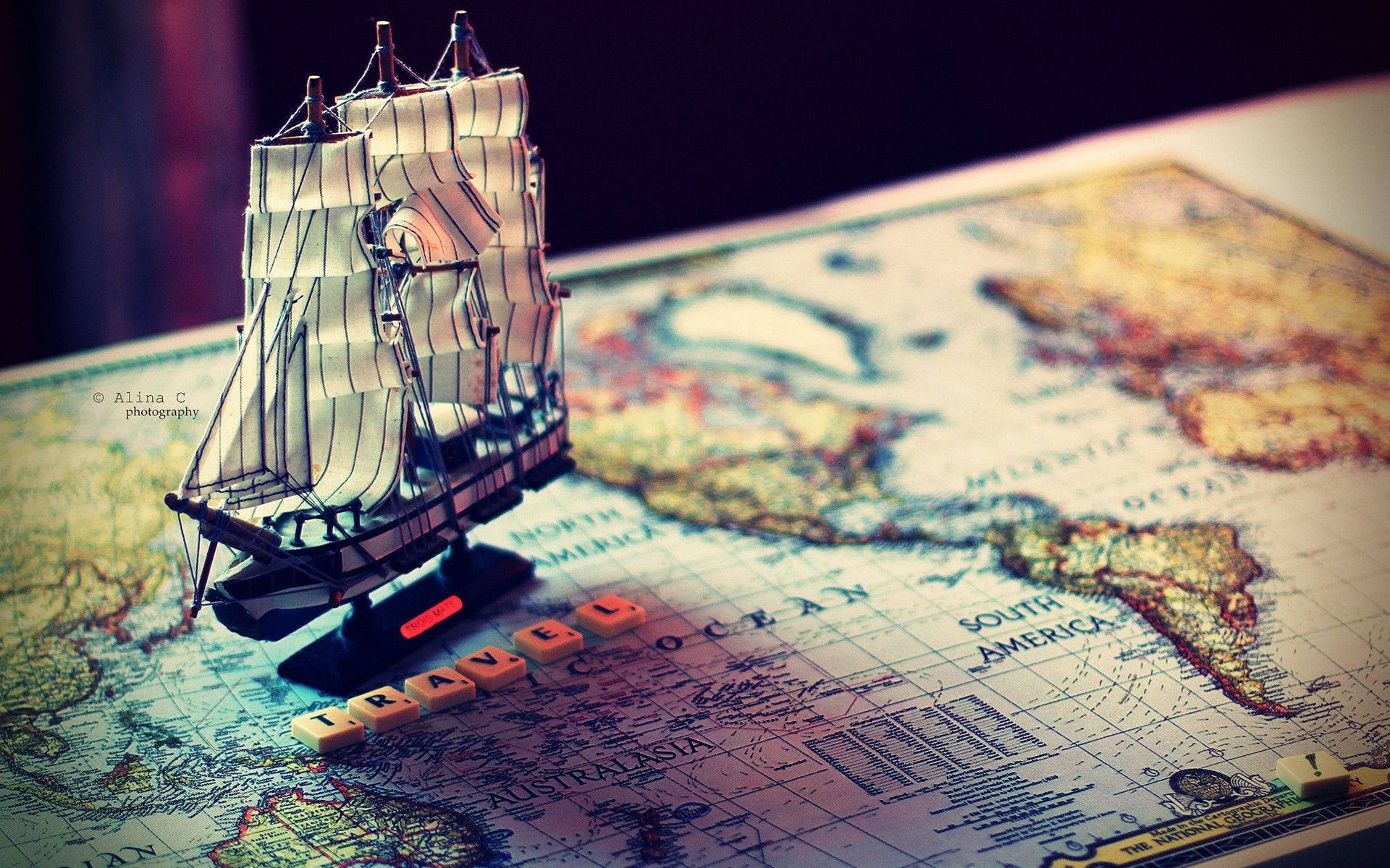 TRAVEL, wooden blocks, antique world map, Full HD Desktop Wallpaper