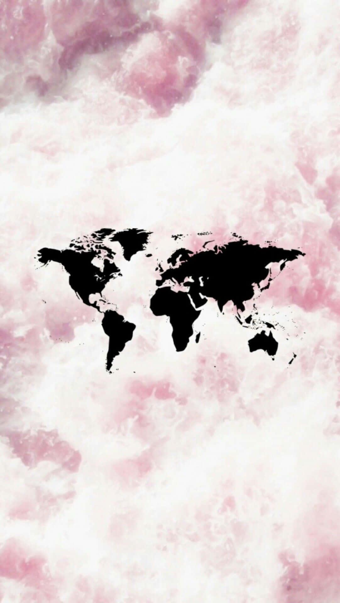 black, world map silhouette, soft pink, Full HD Phone Wallpaper
