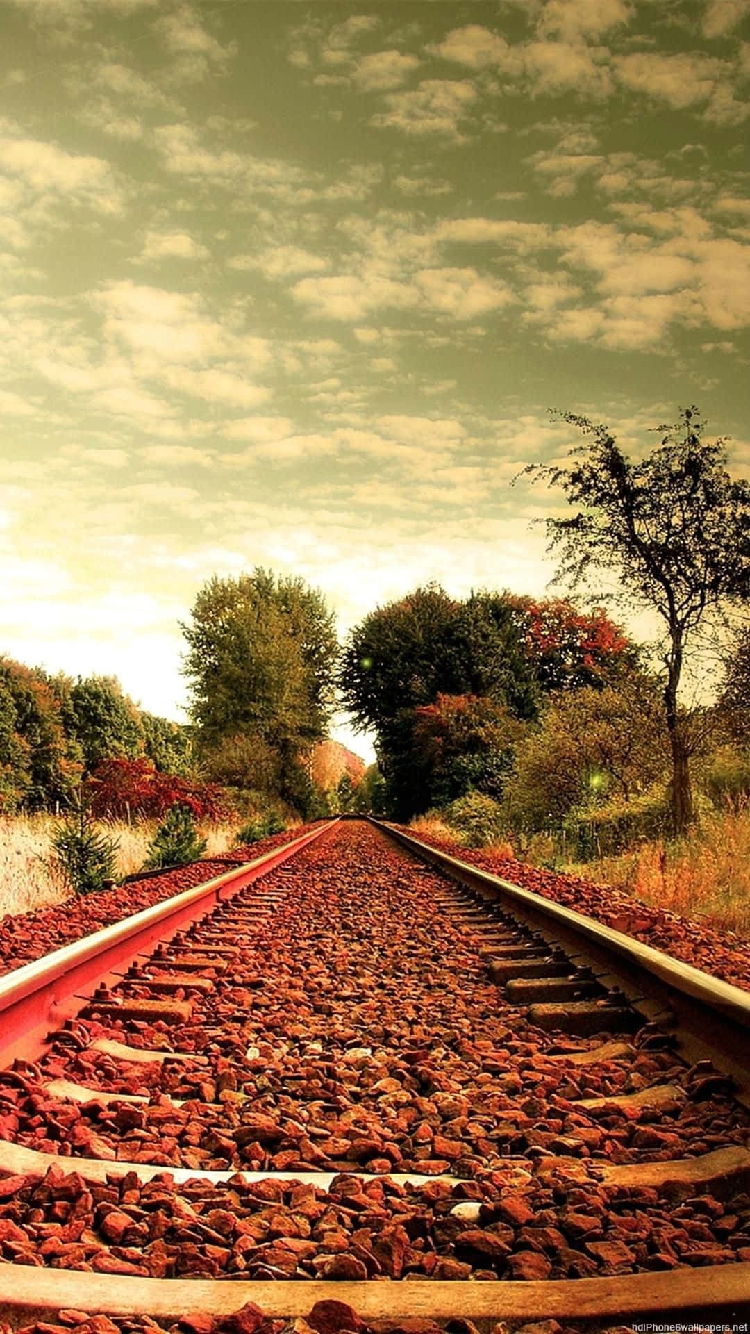 Travel iPhone, rusty red, railroad track, Full HD Phone Wallpaper