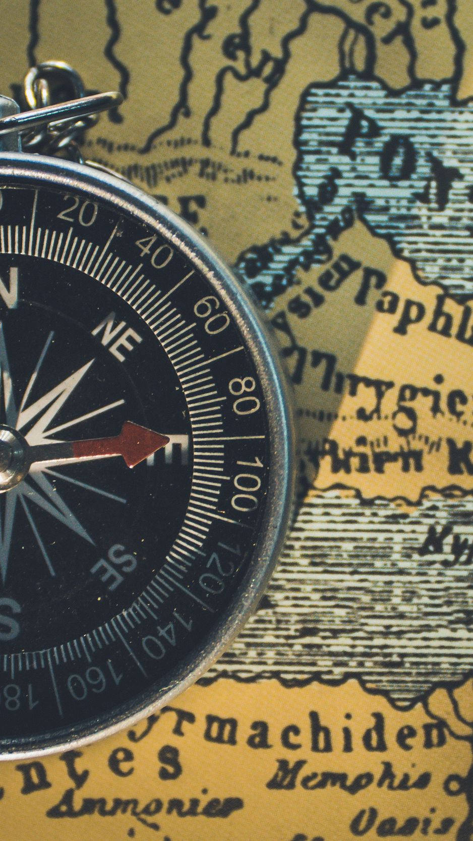 iPhone Travel, vintage compass, antique map, HD Phone Wallpaper