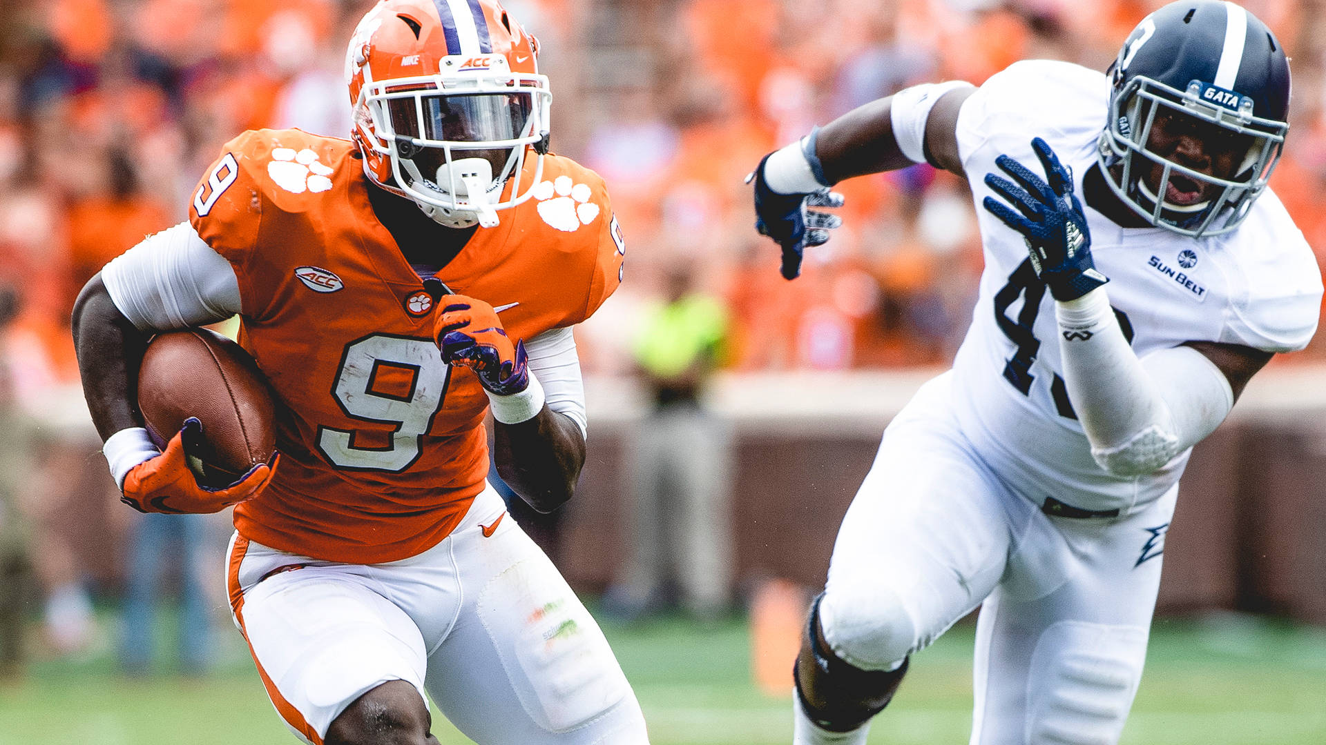 Travis Etienne, orange, white, Full HD Desktop Wallpaper