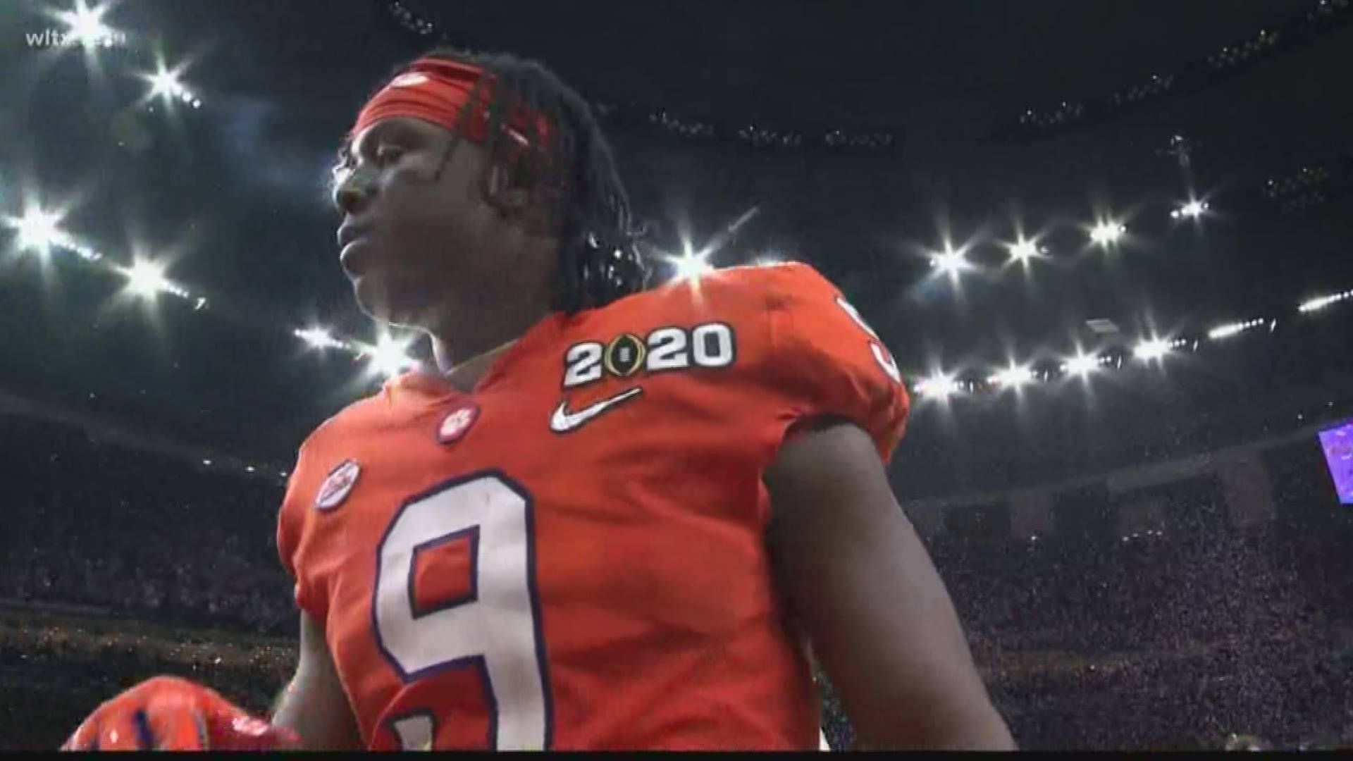 Travis Etienne, orange jersey, number 9, Full HD Desktop Wallpaper