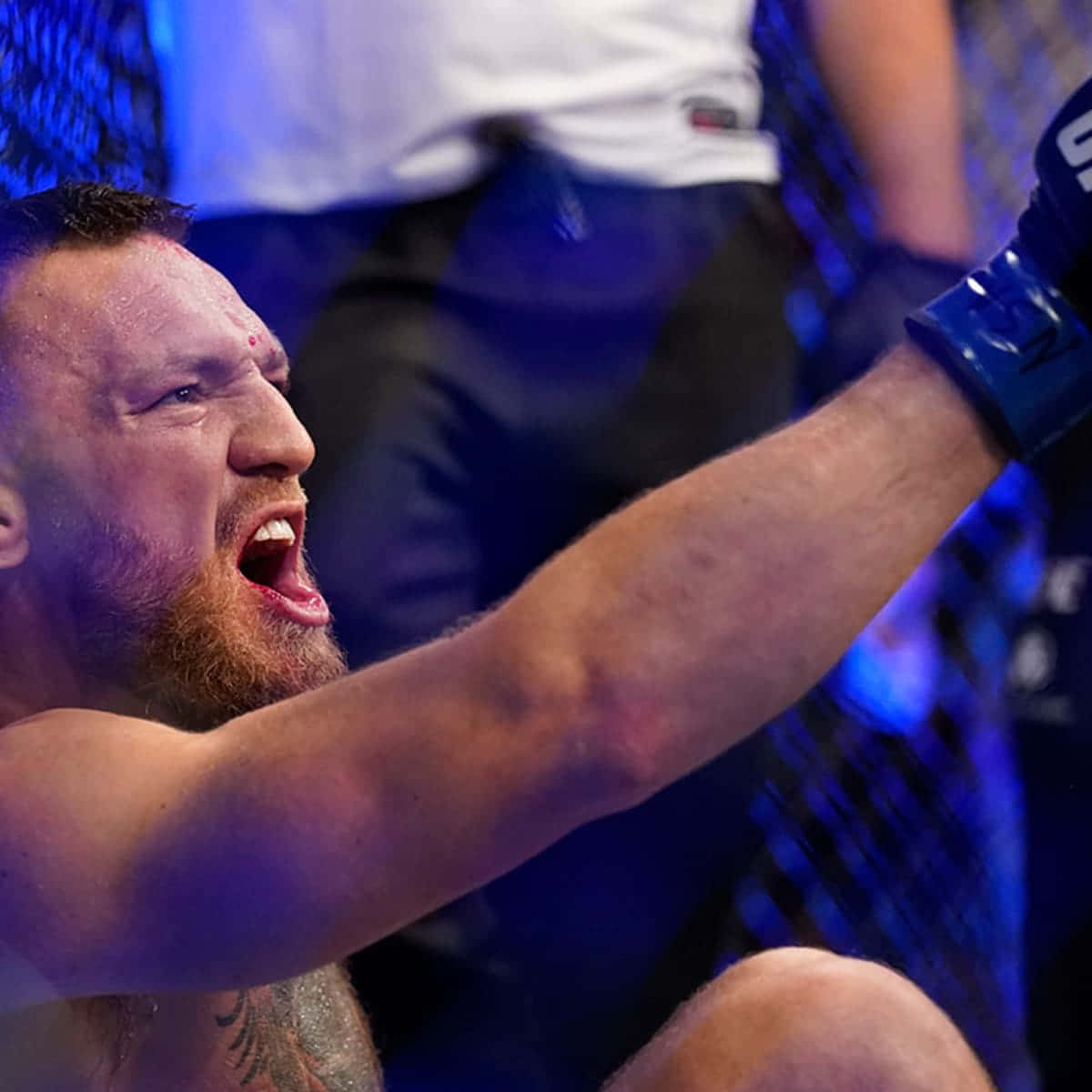 Travis Fulton, blue-lit octagon, beard, SD Desktop Wallpaper