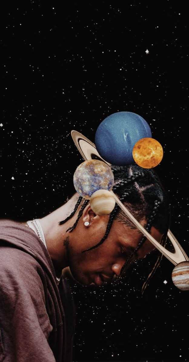 Travis Scott Aesthetic, cosmic night sky, planets, SD Phone Wallpaper