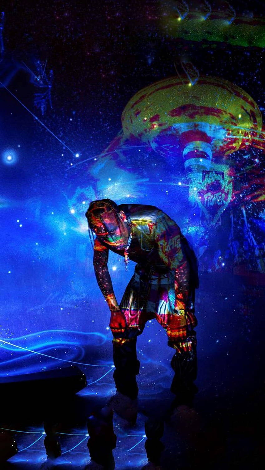Travis Scott Aesthetic, cosmic starfield, glowing alien structures, HD Phone Wallpaper
