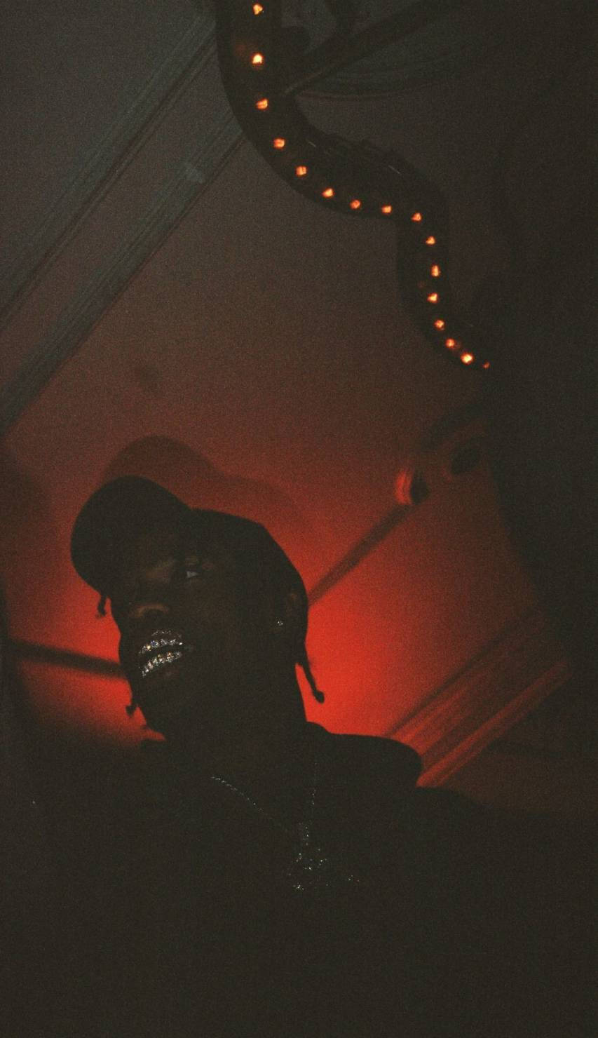 Travis Scott Aesthetic, red string lights, silhouette, HD Phone Wallpaper