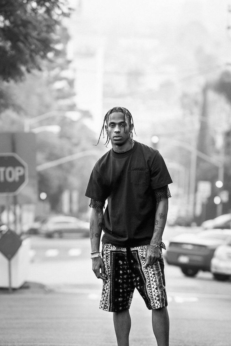 Travis Scott, dreadlocks, black and white, SD Phone Wallpaper