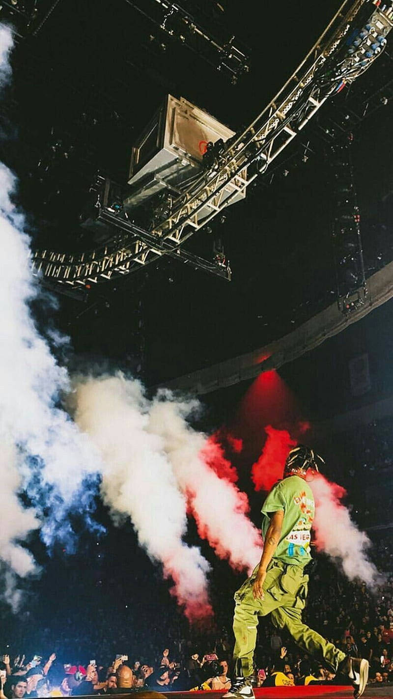 Travis Scott Aesthetic, green performer, red light, HD Phone Wallpaper
