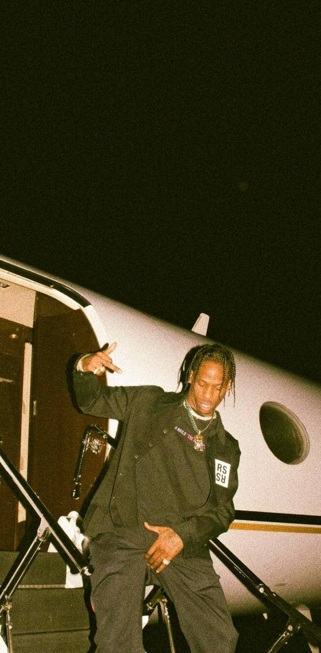 Travis Scott, private jet, night, HD Phone Wallpaper