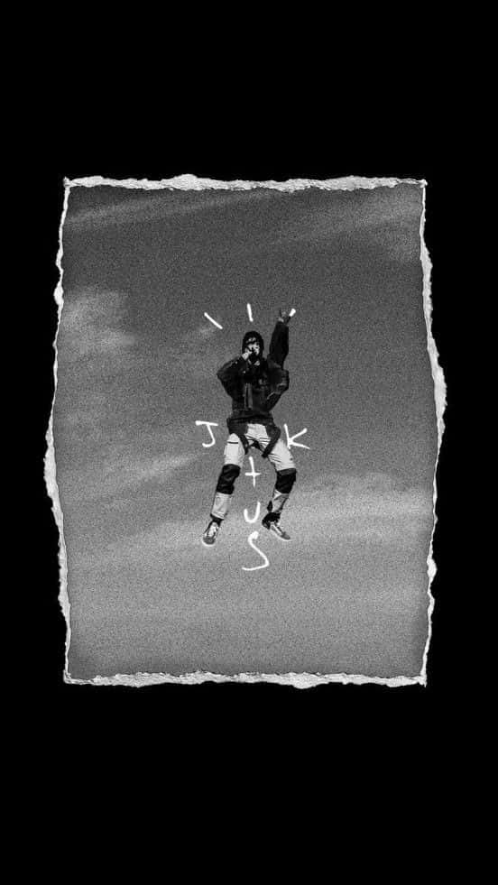 Travis Scott, monochrome, torn-paper photo, SD Phone Wallpaper